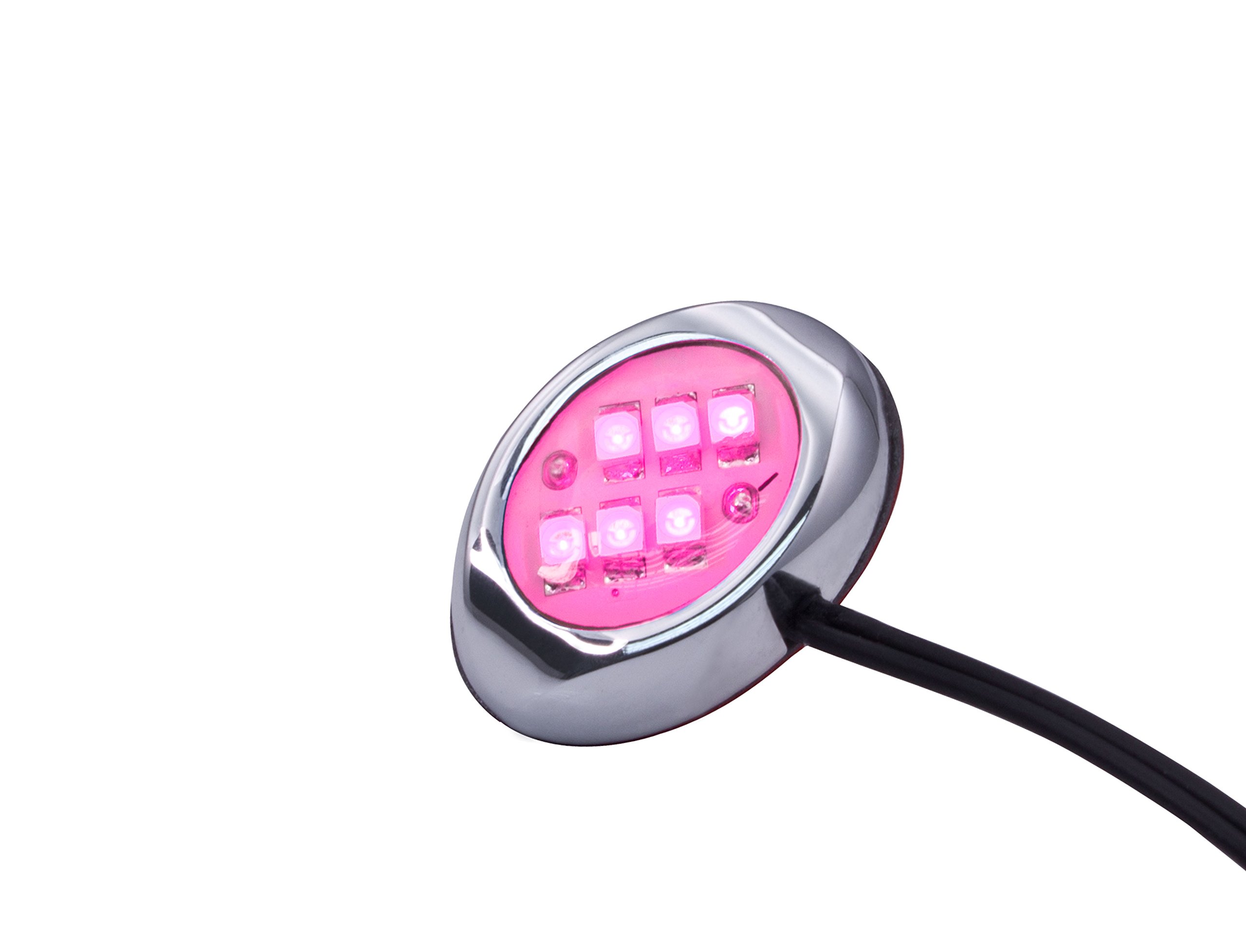 Oznium Round Chrome LED Modules with Pink Light - High Brightness LED for Home Decor, DIY Projects, and Automotive Lighting
