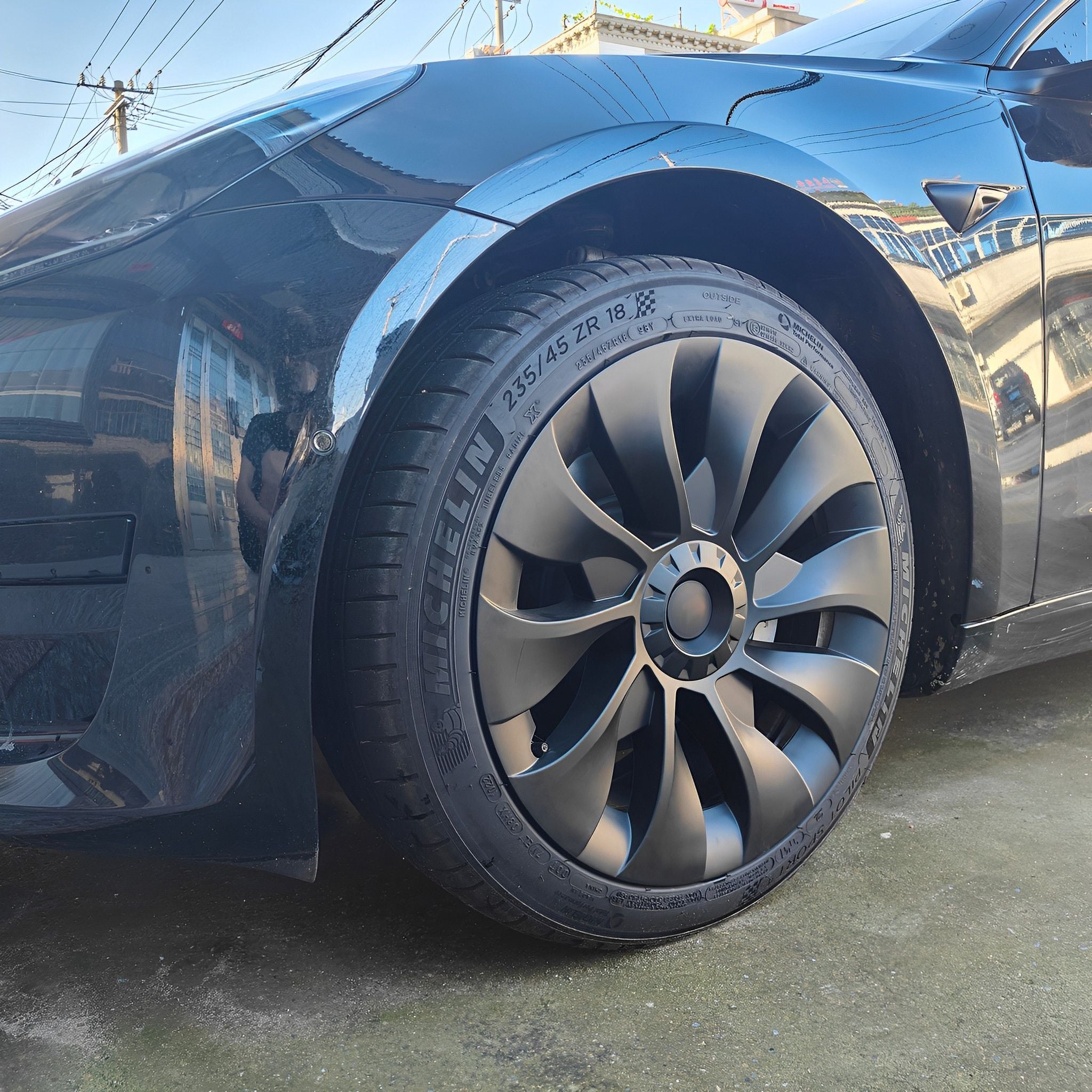 Tesla Model 3 Hubcaps 18 Inch - Aero Wheel Covers & Uberturbine Style Replacement - Perfect for Daily Commuting, Road Trips, and Car Customization
