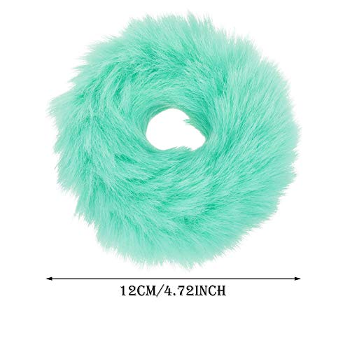 PABULUM 6 Pack Furry Scrunchies for Women - Soft Rabbit Fur Hair Ties, Ponytail Holders & Hair Bands - Cute Hair Accessories for Girls (Perfect for School, Work, Parties & Everyday Styling)
