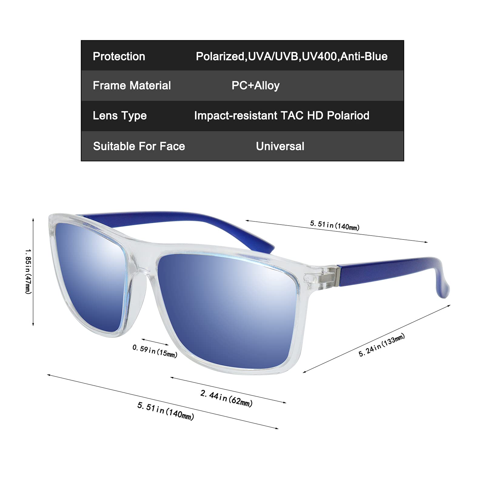 NIEEPA Men's Polarized Sports Sunglasses UV Protection Square Frame NP1007 - Perfect for Running, Cycling & Outdoor Activities