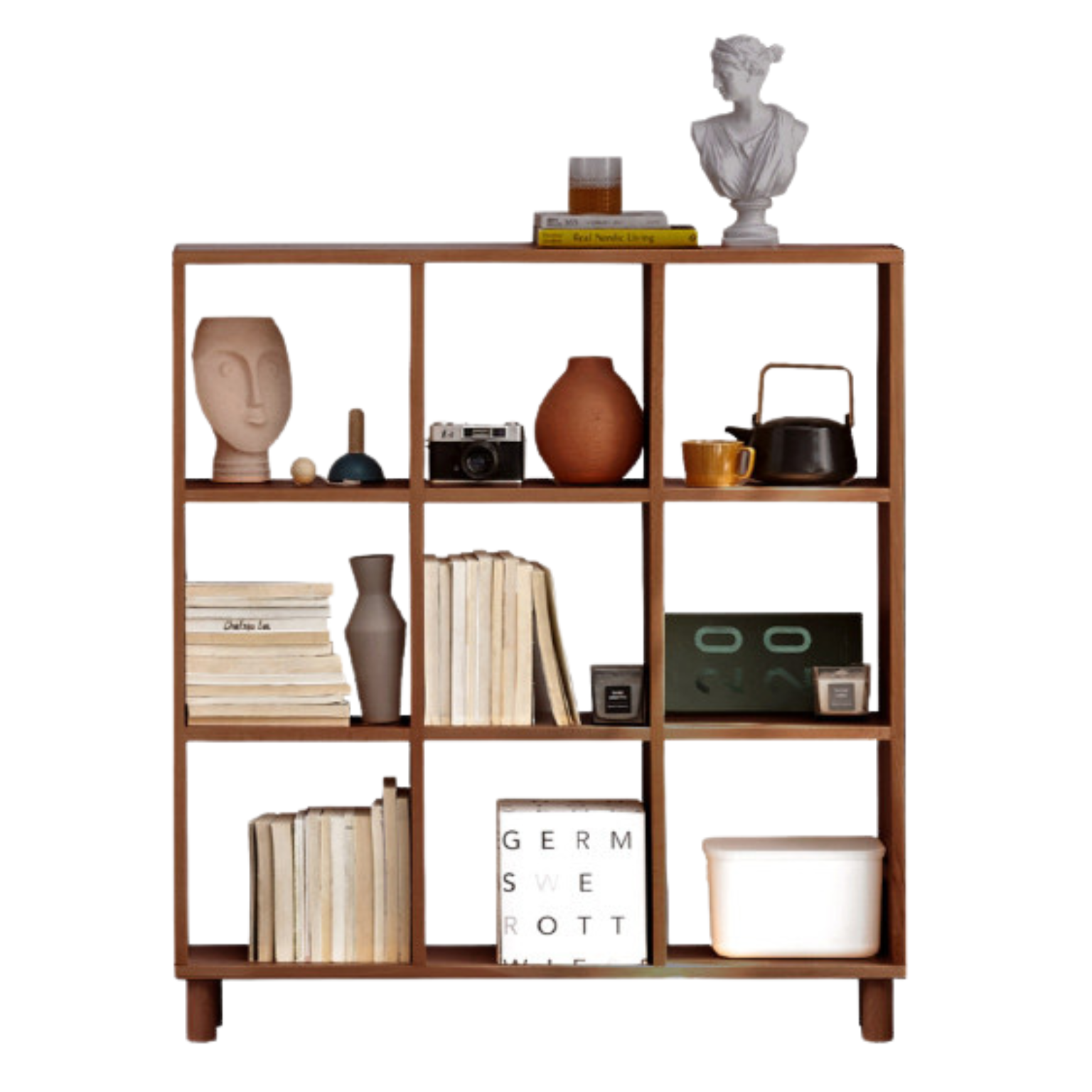 40.9x9.1x44.9 inch / 104x23x114 сm / Walnut color / Beech Bookshelf short