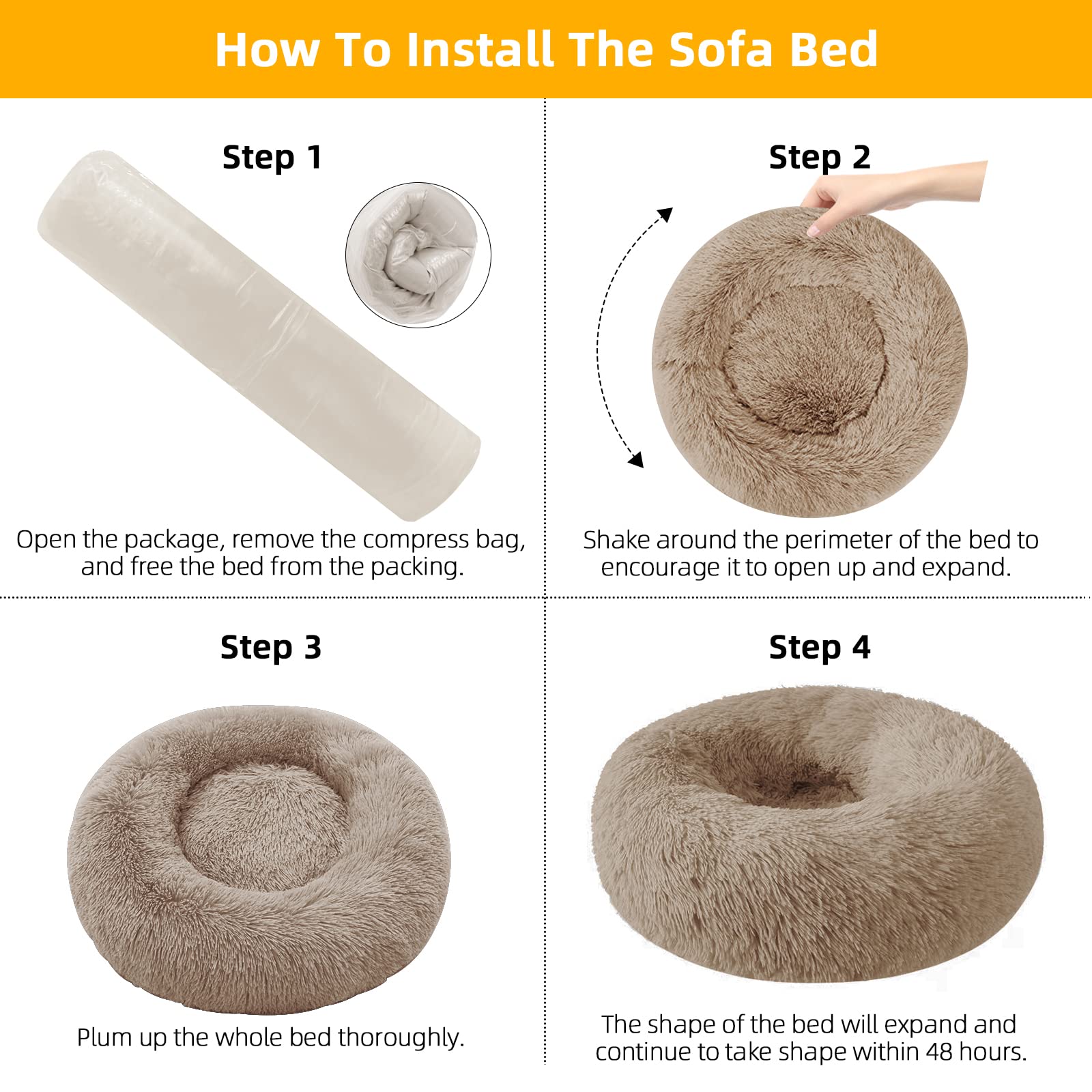 Nisrada 30 Inch Washable Round Dog Bed for Small Medium Large Dogs - Calming Soft Pet Bed with Non-Slip Bottom - Perfect for Puppies, Kittens & Pets in Living Room, Bedroom or Crate