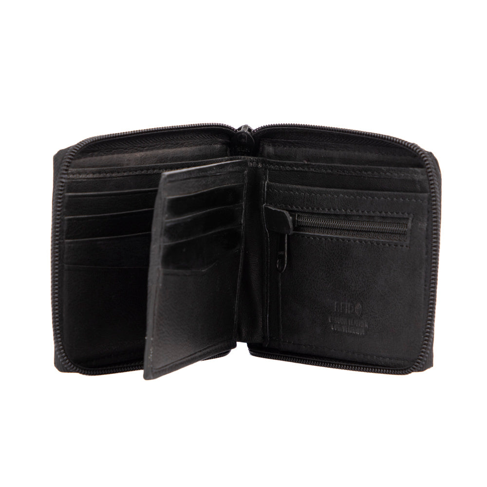 Tracker Core RFID Leather Zip Around Wallet - Secure & Stylish RFID Blocking Wallet for Men & Women - Perfect for Travel, Business & Everyday Use