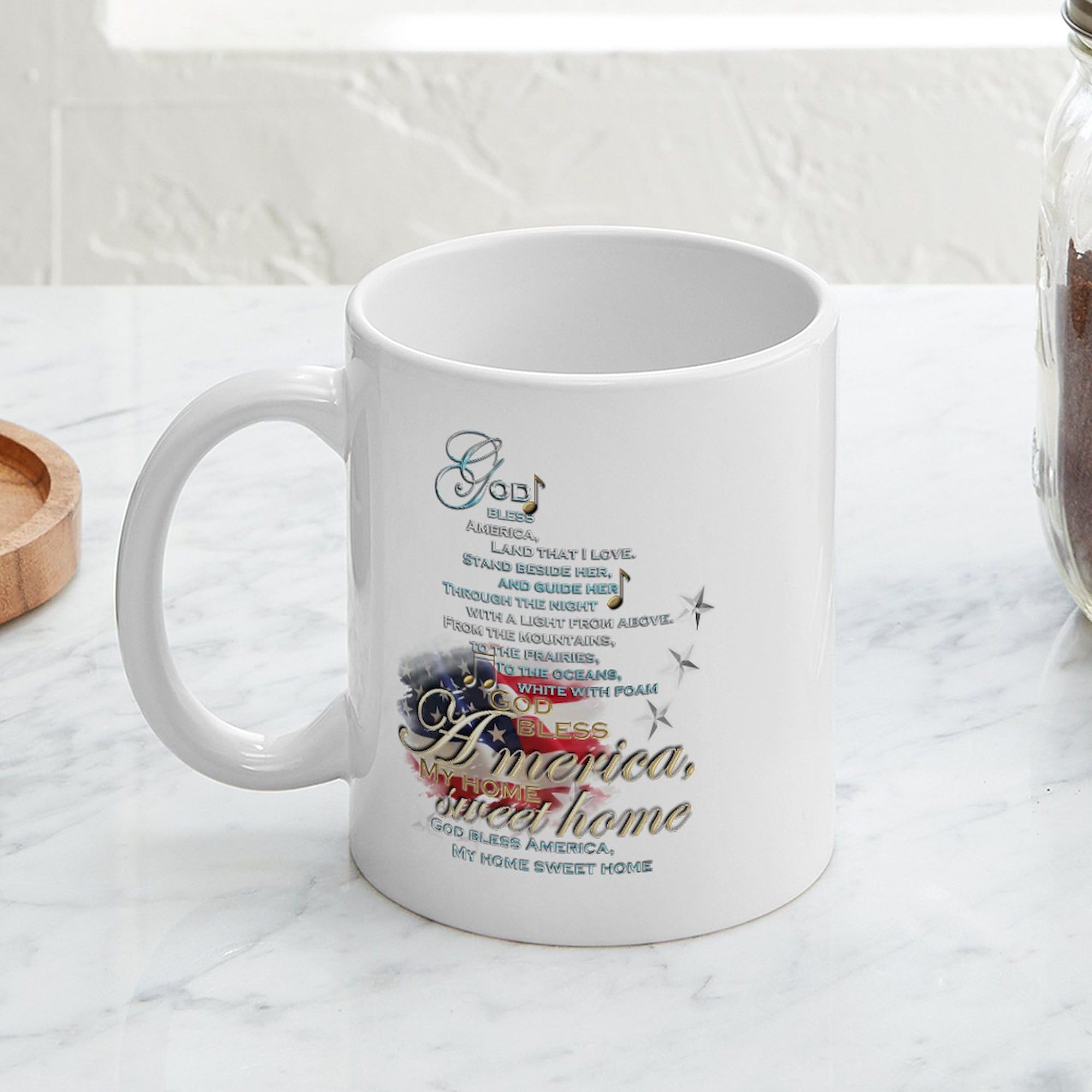 God Bless America 11 oz (325 ml) Ceramic Coffee Mug - Patriotic Gift for 4th of July, Veterans Day & Office Use