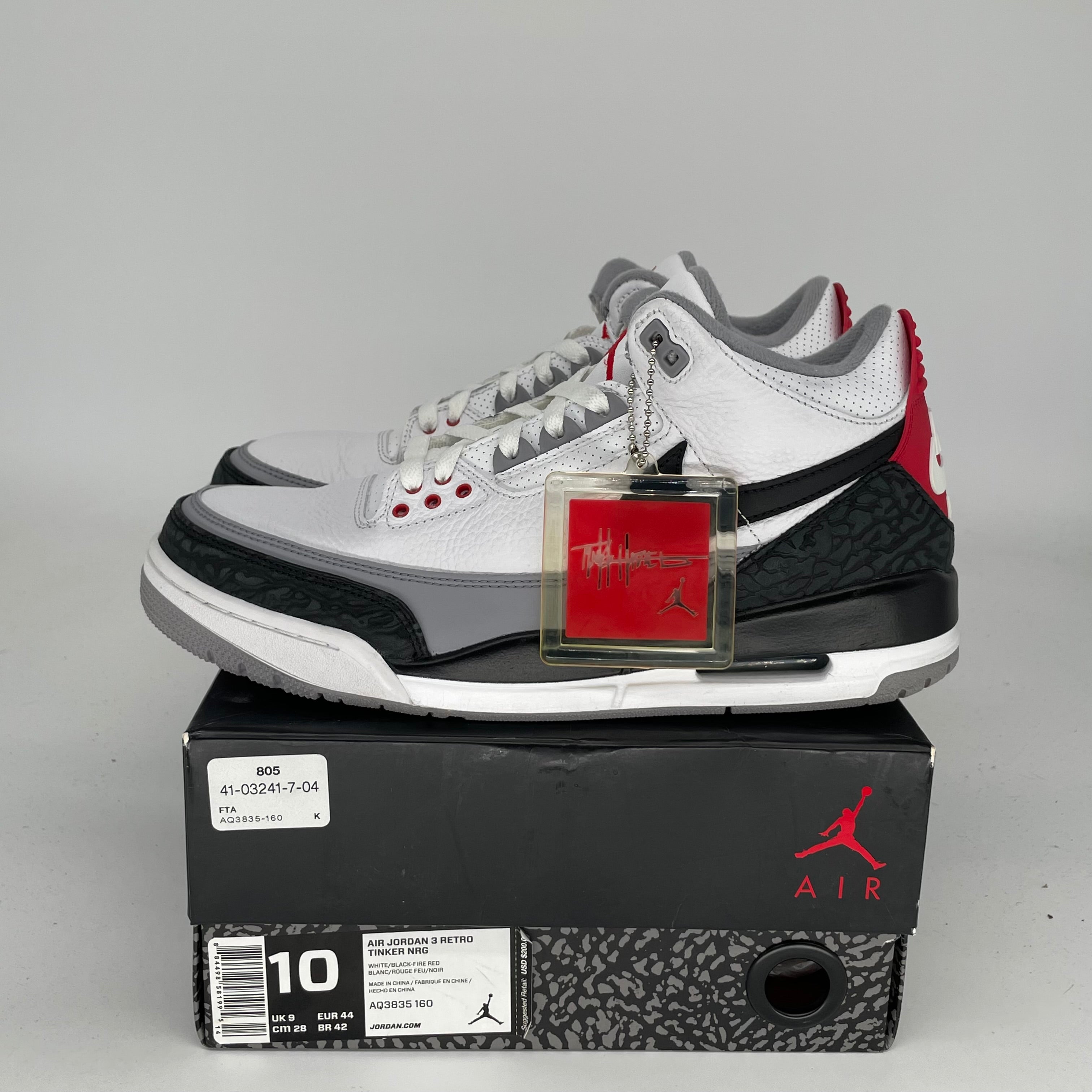 AIR JORDAN 3 TINKER HATFIELD Men's Basketball Shoes Size 10 White Cement AQ3835-160 - Perfect for Streetwear, Sneaker Collection & Casual Wear