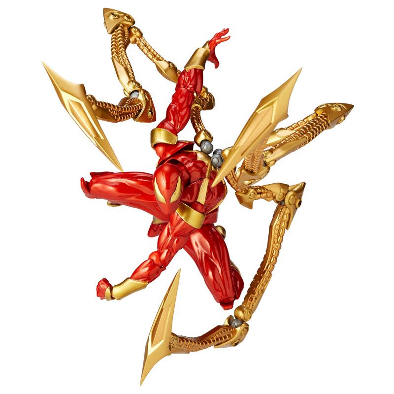Amazing Yamaguchi Revoltech No. 023 Iron Spider Action Figure - Highly Articulated Marvel Spiderman Collectible (Reissue) for Display, Photography & Superhero Fans