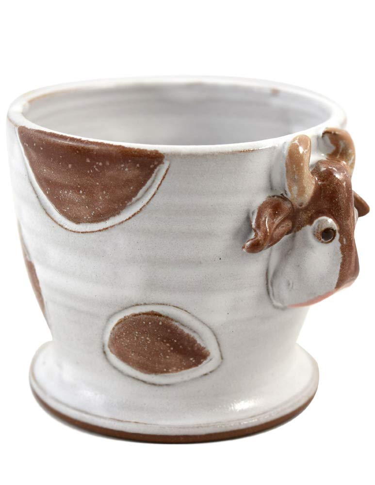 Mootilda 14 oz American Handmade Stoneware Ice Cream Bowl - Brown Cow, Perfect for Desserts, Snacks, and Family Gatherings