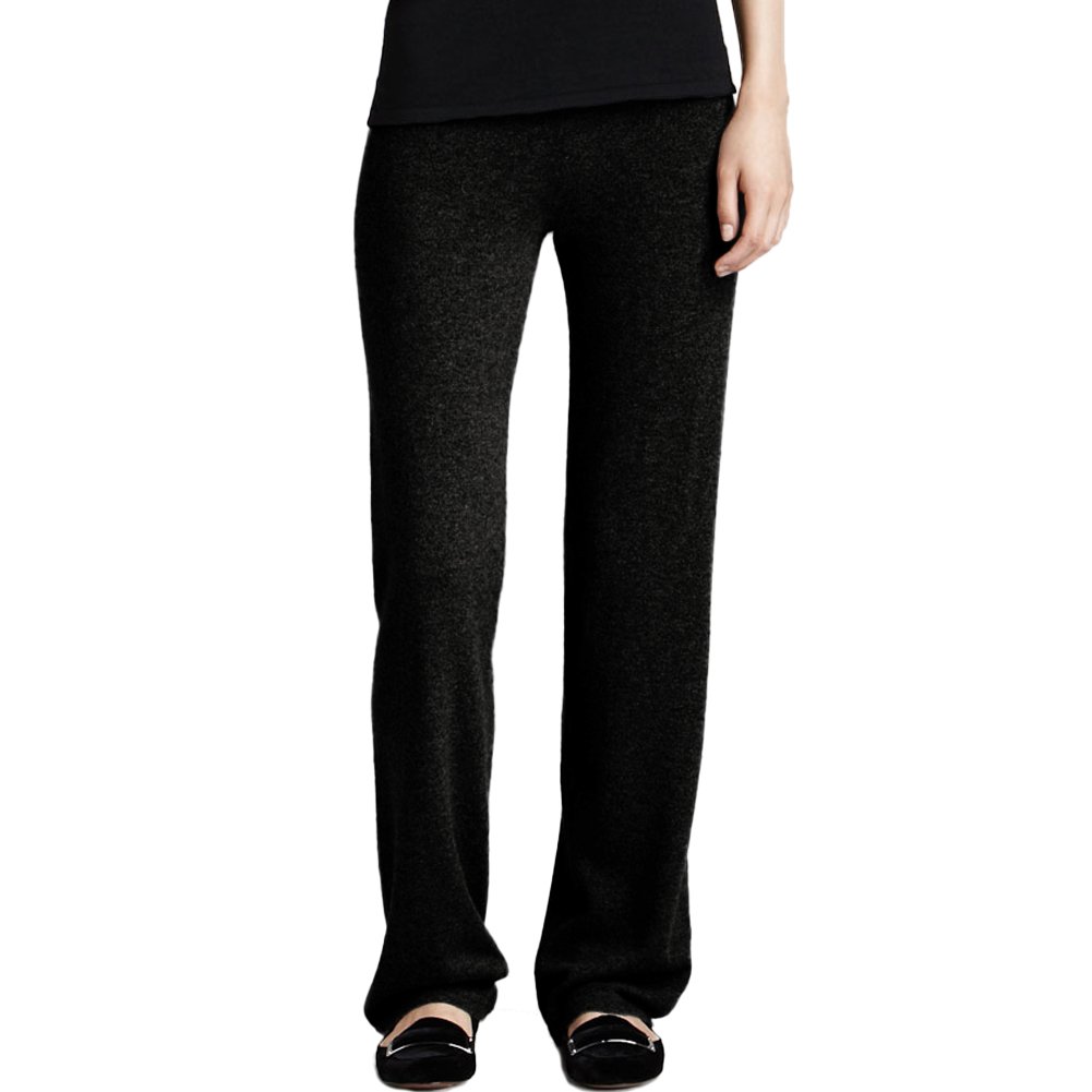Parisbonbon Women's 100% Cashmere Pants - Soft & Warm Winter Trousers, Black, Size 4X - Perfect for Office, Lounge & Cold Weather Outfits