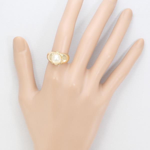 18K Yellow Gold Pearl Diamond Ring for Women - Elegant Bridal Jewelry, Wedding Engagement Gift, Anniversary Present - Perfect for Special Occasions & Everyday Luxury