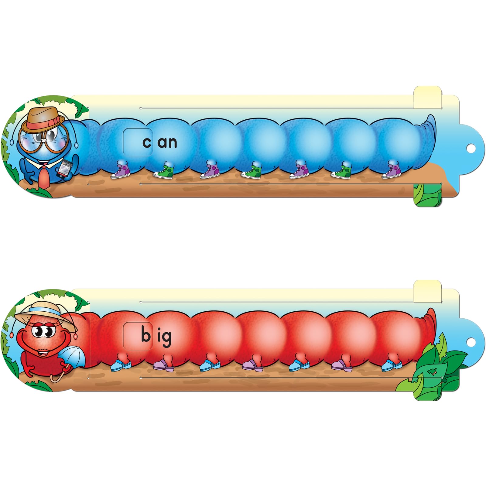 Really Good Stuff Slide and Learn Caterpillars: Interactive CVC Word Phonics Game with 24 Sliders & 5 O-Rings - Perfect for Kindergarten Reading Activities & Homeschool Learning