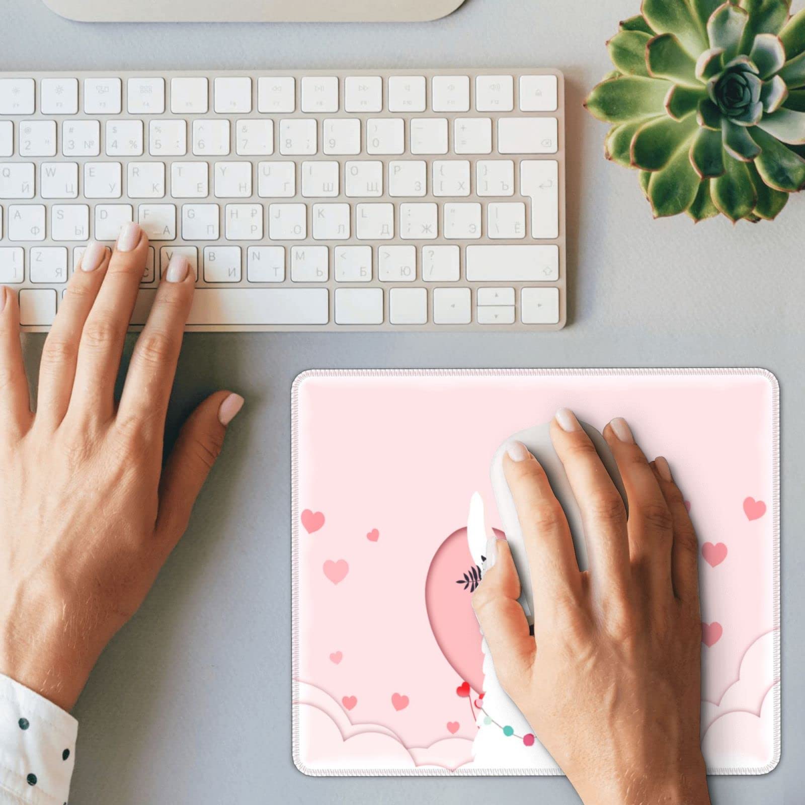 Adorable Alpaca Mouse Pad - Non-Slip Rubber Base Desk Mat for Computer, Laptop, Gaming & Office Use - 11.8 x 9.8 Inch Cute Desktop Decoration - Perfect for Work, Study & Home Office Setup