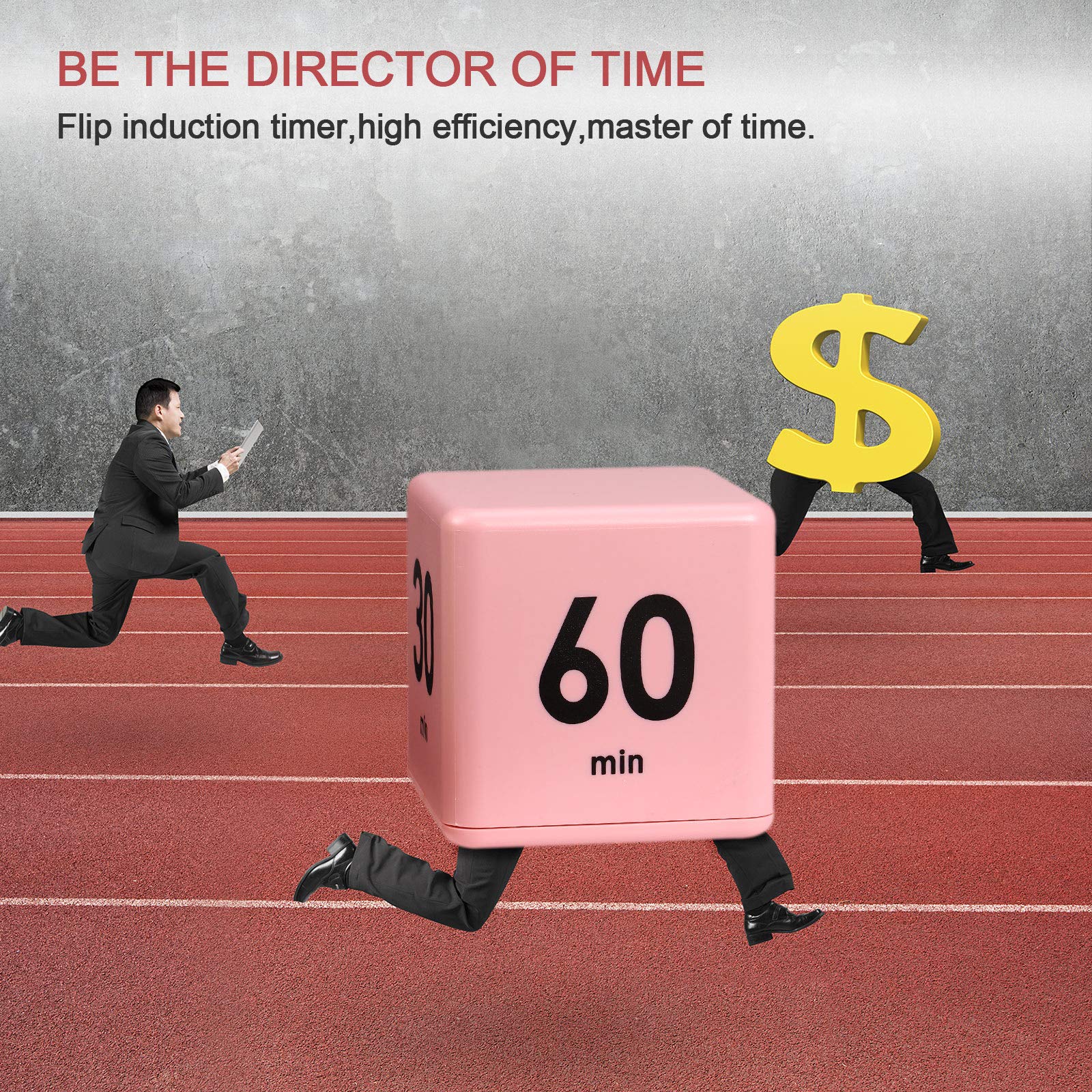 Weewooday 2.6 Inch Cube Timer Block - ADHD Focus Tool with Gravity Sensor for Productivity, Workouts & Time Management (15/20/30/60 Minute Settings) - Perfect for Kitchen, Office, Study & Gym - Pink