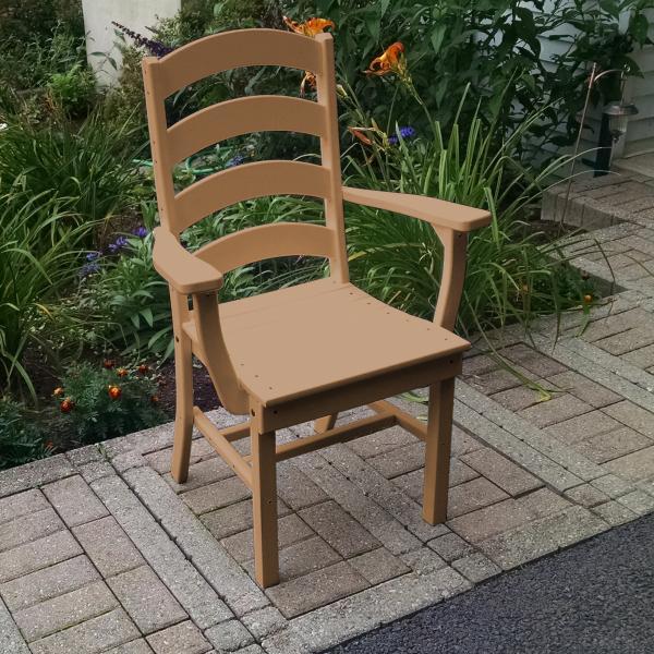 Ladderback Dining Chair with Arms - Solid Wood Kitchen & Dining Room Furniture for Home, Restaurant & Cafe Use