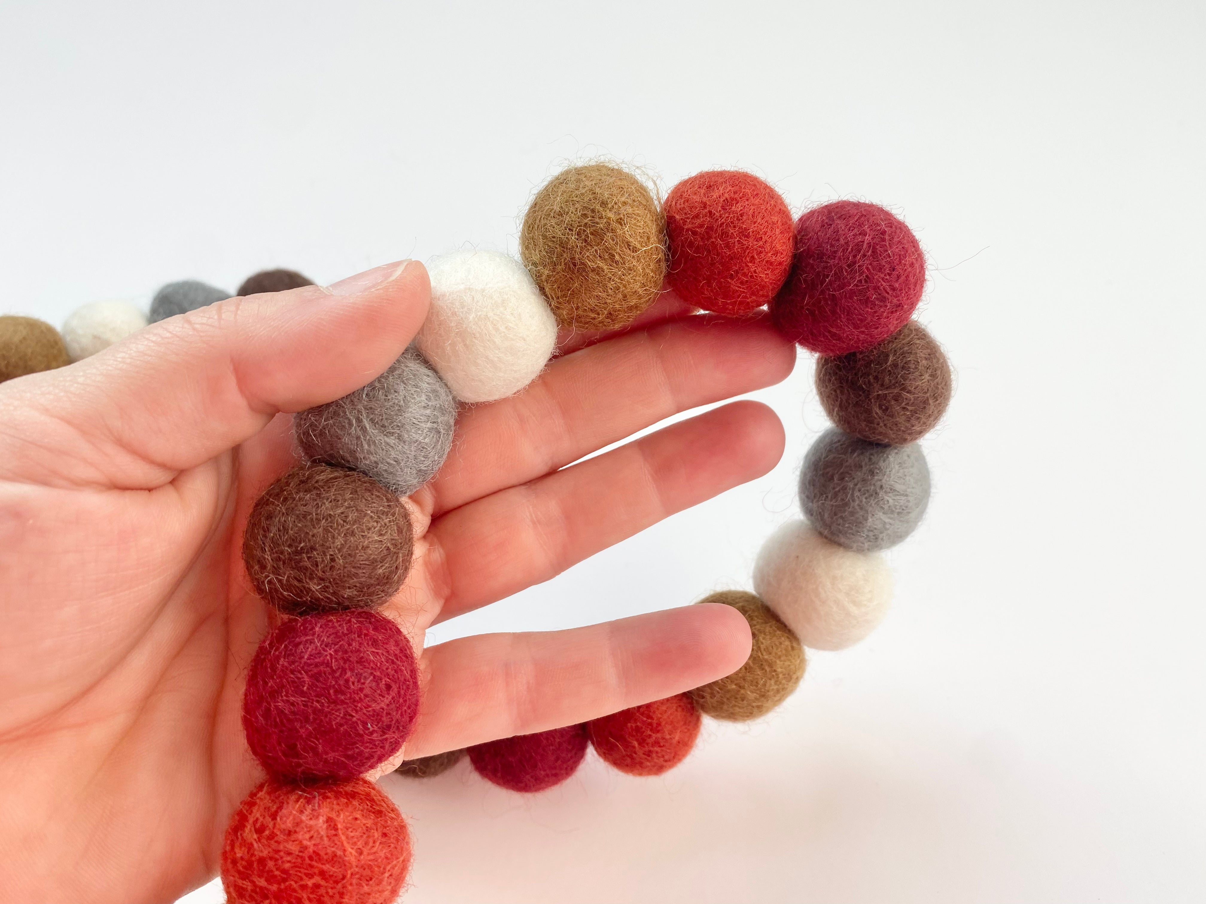 Festive Christmas Sweater Inspired Felt Ball Garland - Holiday Home Decor for Tree, Mantel & Party Decoration