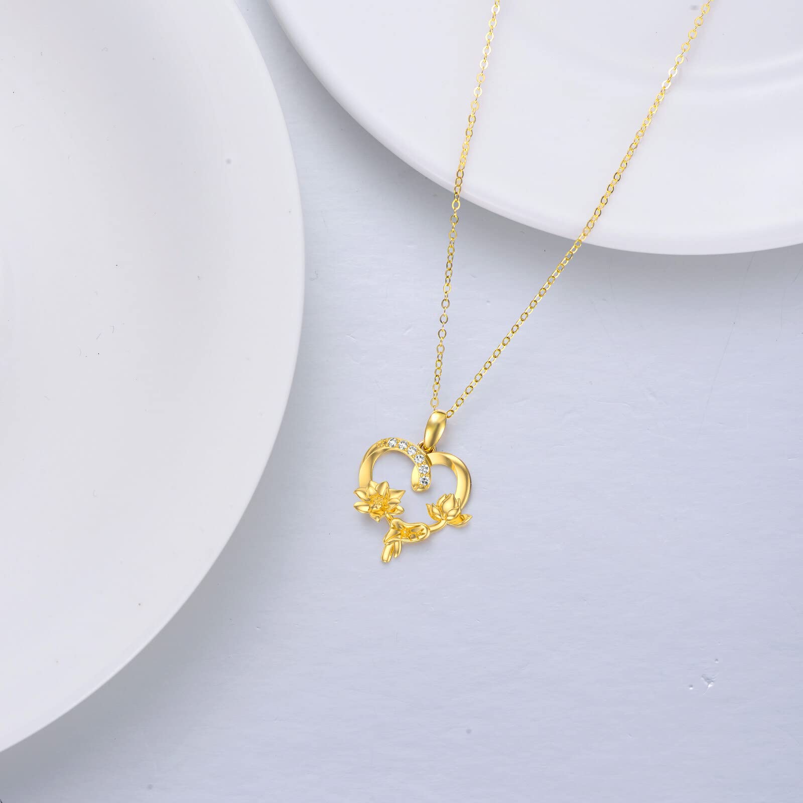 14K Gold Flower Necklace for Women - Rose Pendant Birth Flower Jewelry, 16+2 Inch Adjustable Chain, Elegant Gift for Mother Wife Girlfriend on Birthday, Mother's Day, Anniversary | Perfect for Weddings, Date Nights & Special Occasions