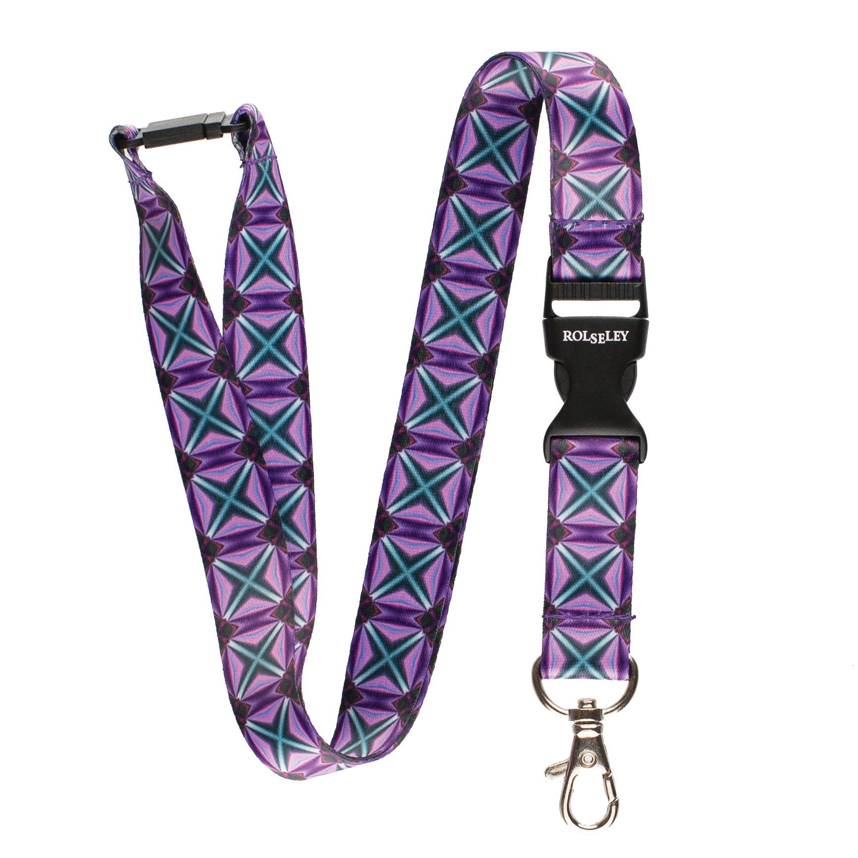 ROLSELEY ID Badge Lanyard with Abstract Squares Pattern - Adjustable Neck Strap with Metal Clip for Work, School, Events & Conferences