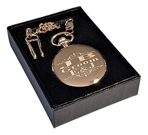 5 Custom Engraved Silver Pocket Watches with Boxes, Chains & Battery - Perfect Wedding Gift Set for Groomsmen, Bridesmaids & Anniversary Presents