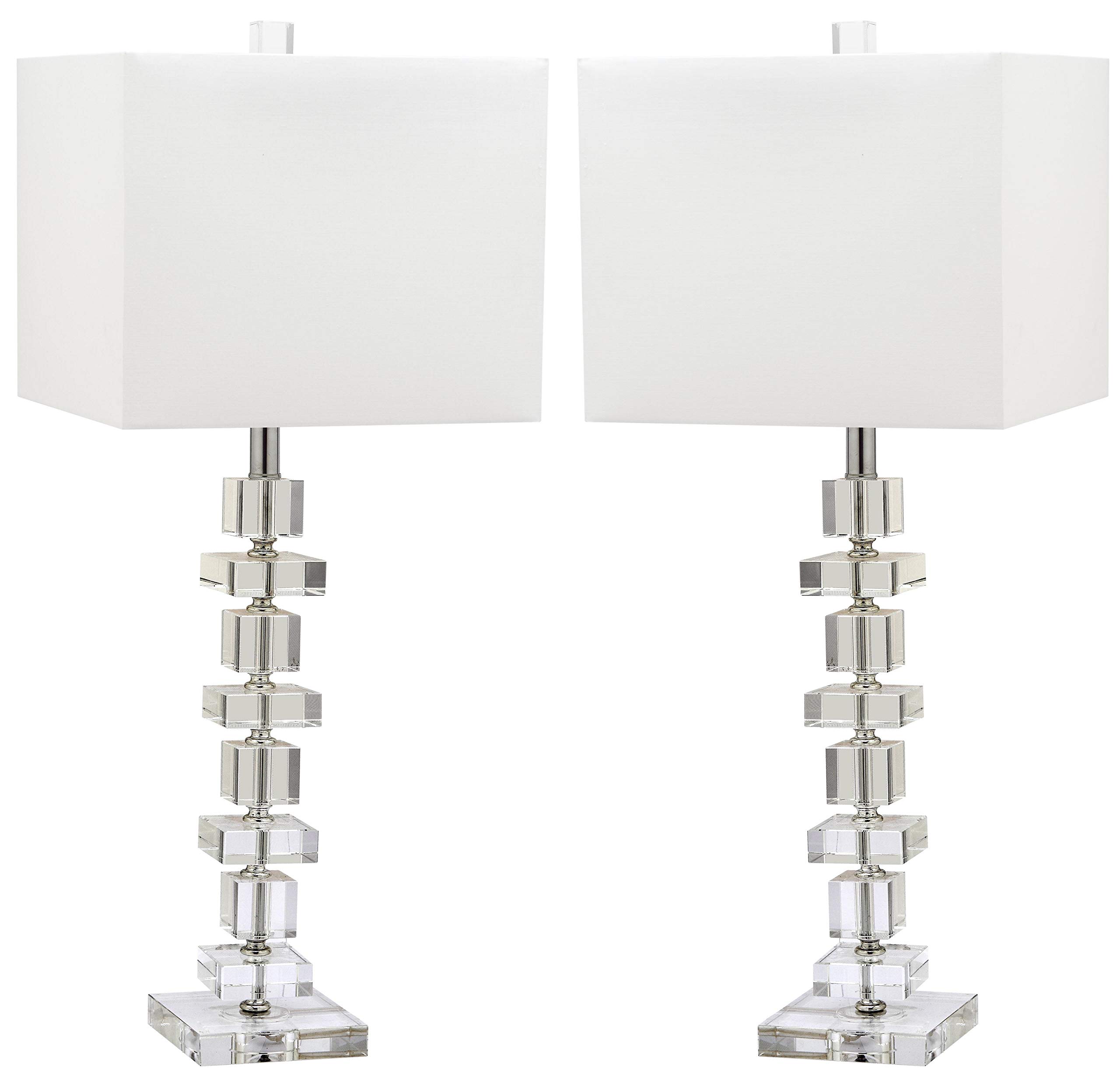 SAFAVIEH Modern Deco 28-inch Table Lamp Set of 2 with LED Bulbs - Stylish Lighting for Bedroom, Living Room & Home Office - Perfect for Nightstand, Reading Nook or Workspace Ambience