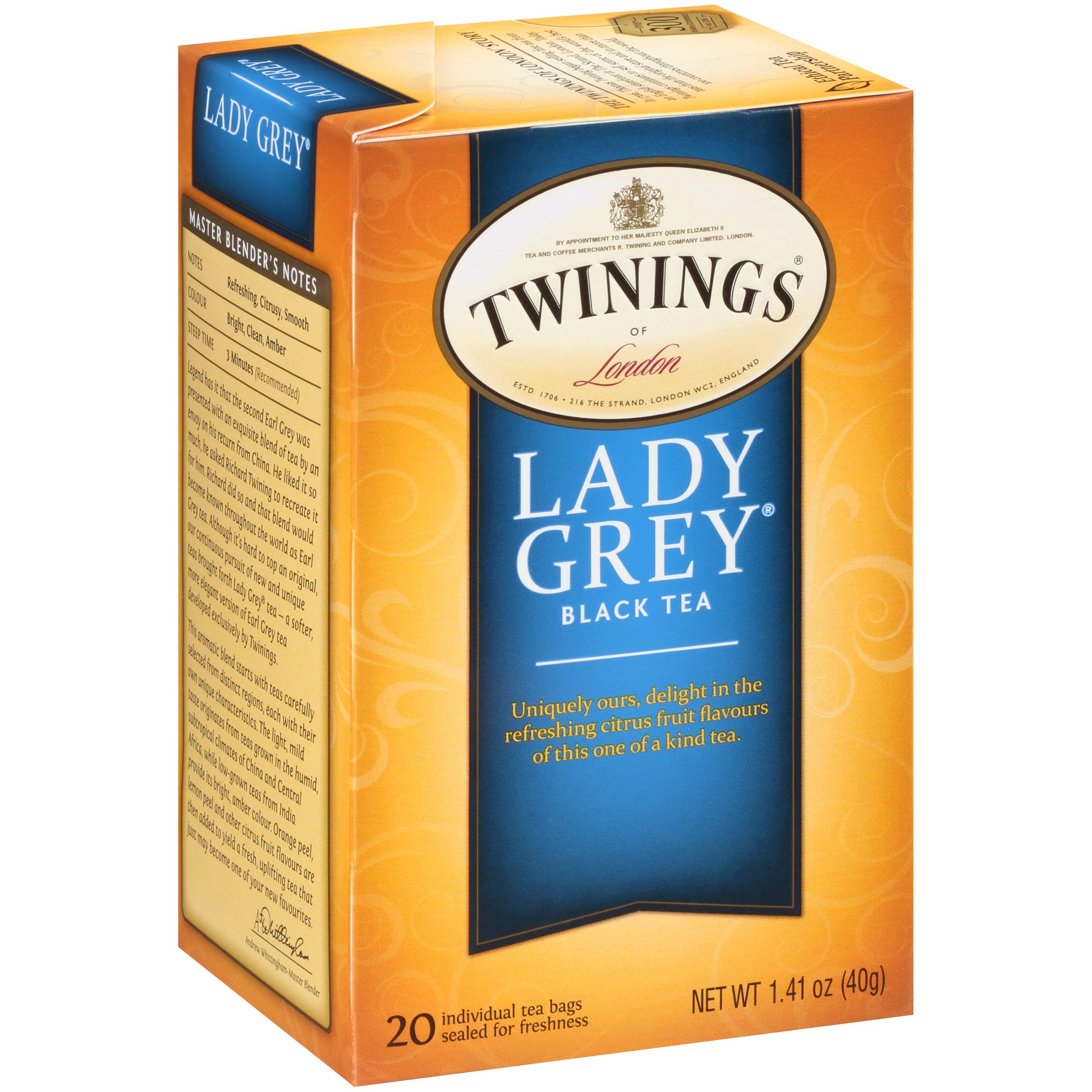 Twinings Lady Grey Black Tea - 20 Tea Bags | Premium Earl Grey Blend with Citrus & Bergamot | Perfect for Afternoon Tea & Relaxation