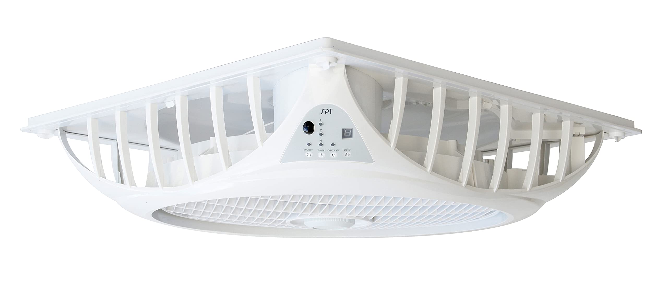 SPT SF-1691CB: 16 Inch White DC Motor Drop Ceiling Fan with Remote Control - Perfect for Bedrooms, Kitchens, and Small Spaces