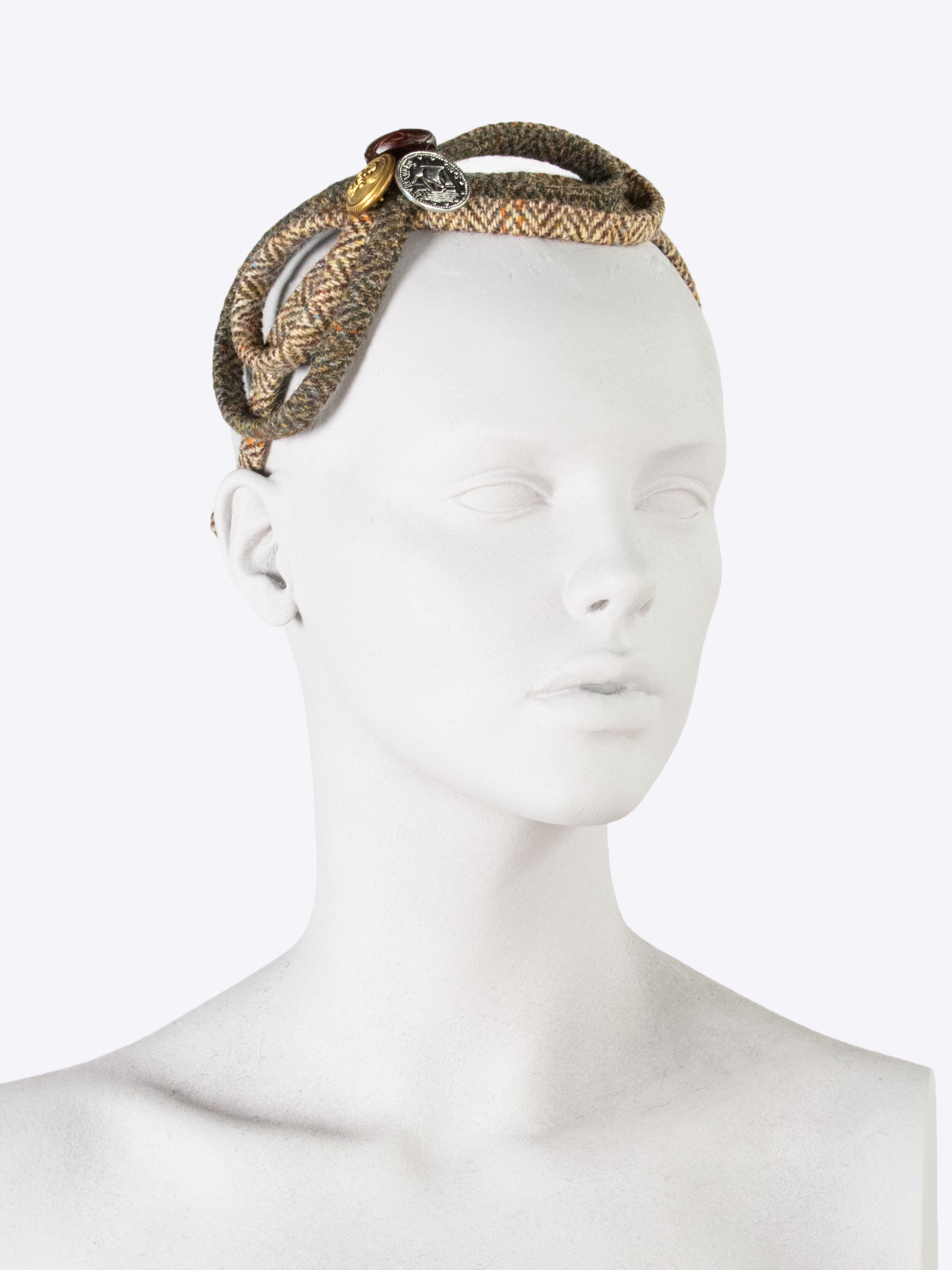 Figure 8 Headband - Moss Green & Beige Stretchy Hair Accessory for Women | Perfect for Workouts, Yoga & Everyday Style