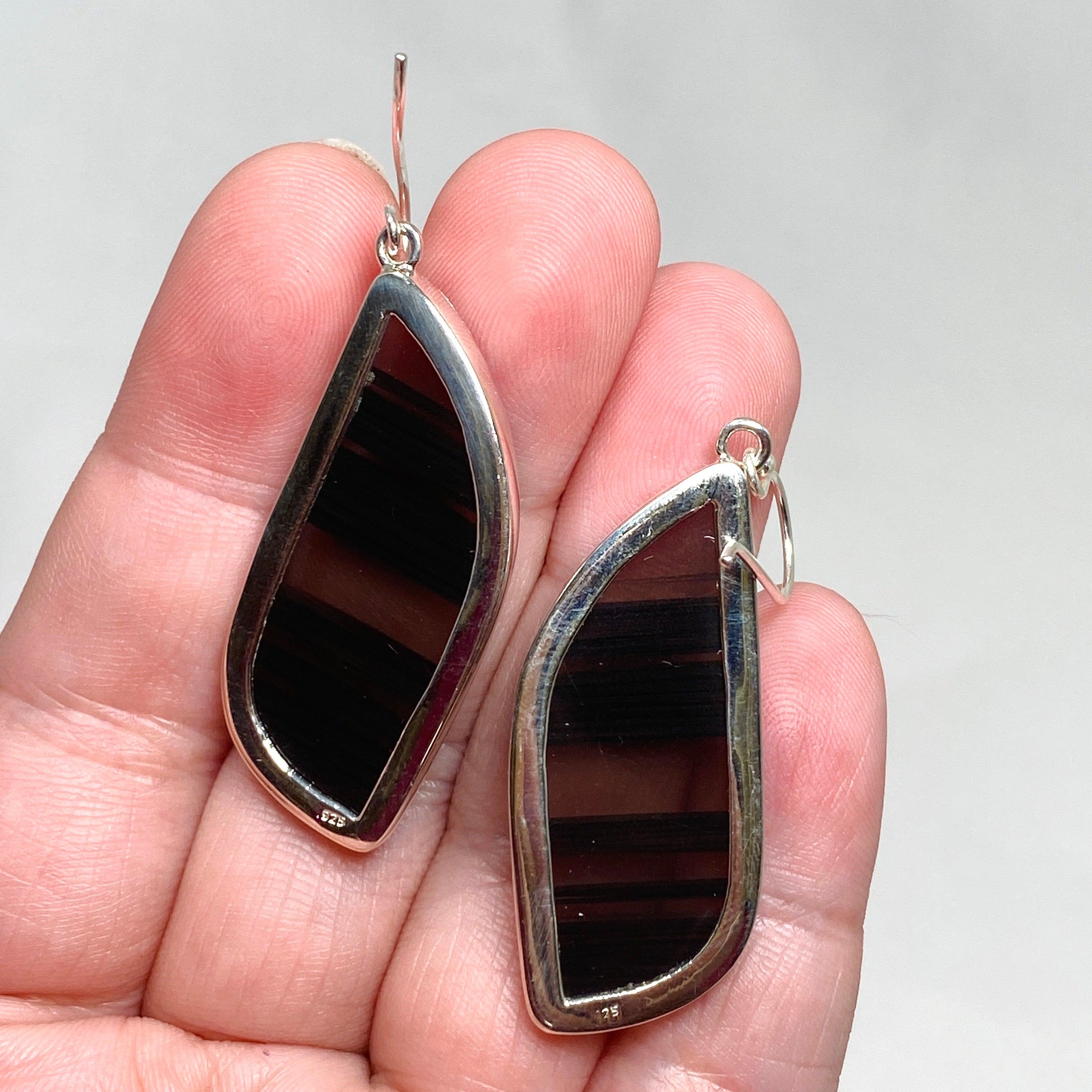 Midnight Obsidian Freeform Earrings KEGJ1501 - Handmade Dangle Earrings for Women, Boho Chic Jewelry for Party & Evening Wear