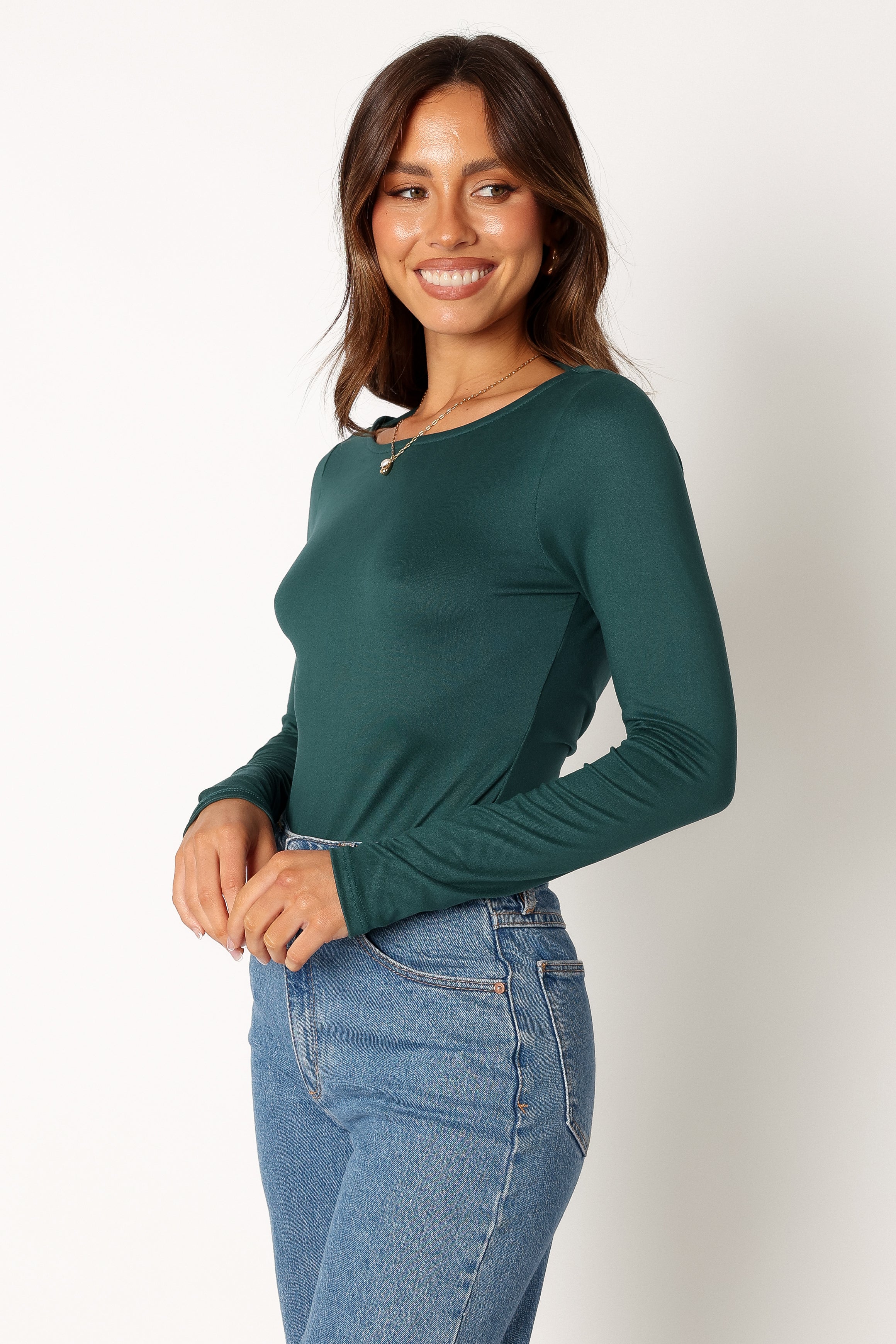 Albie Cowl Back Bodysuit for Women - Soft Stretchy Hunter Green Bodysuit Top - Perfect for Layering, Date Night & Casual Outfits