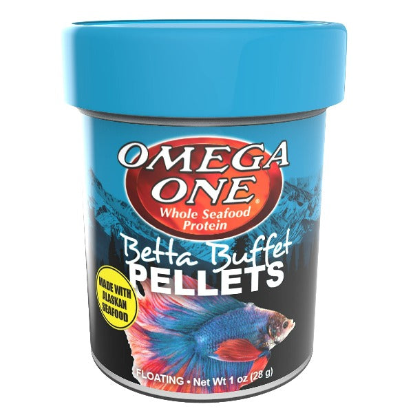Omega One Betta Buffet Pellets - Premium Fish Food for Betta Fish | High Protein Nutrition for Healthy Growth & Vibrant Colors | Ideal for Home Aquariums & Fish Tanks
