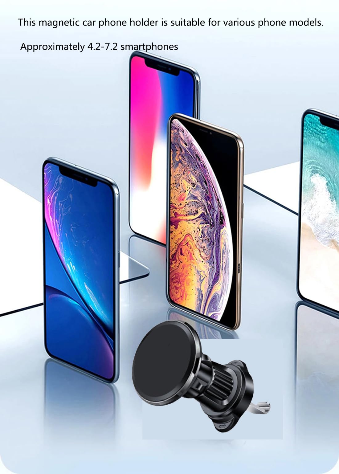 Universal Car Phone Holder Mount - Strong Suction Cup & Metal Hook Vent Mount for iPhone, Samsung, Huawei, Xiaomi & All Smartphones - Perfect for Hands-Free Driving, GPS Navigation & Road Trips