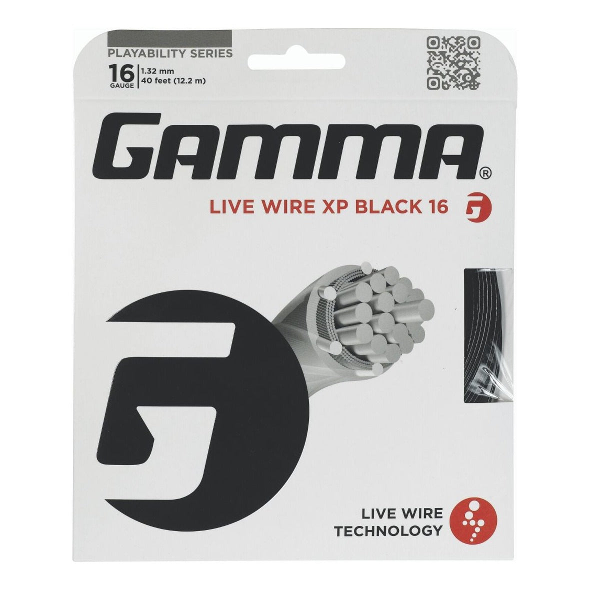 Gamma Live Wire XP 16/1.32 Tennis String (Black) - Premium Performance Tennis Racket String for Power & Control - Perfect for Competitive Play & Tournament Matches