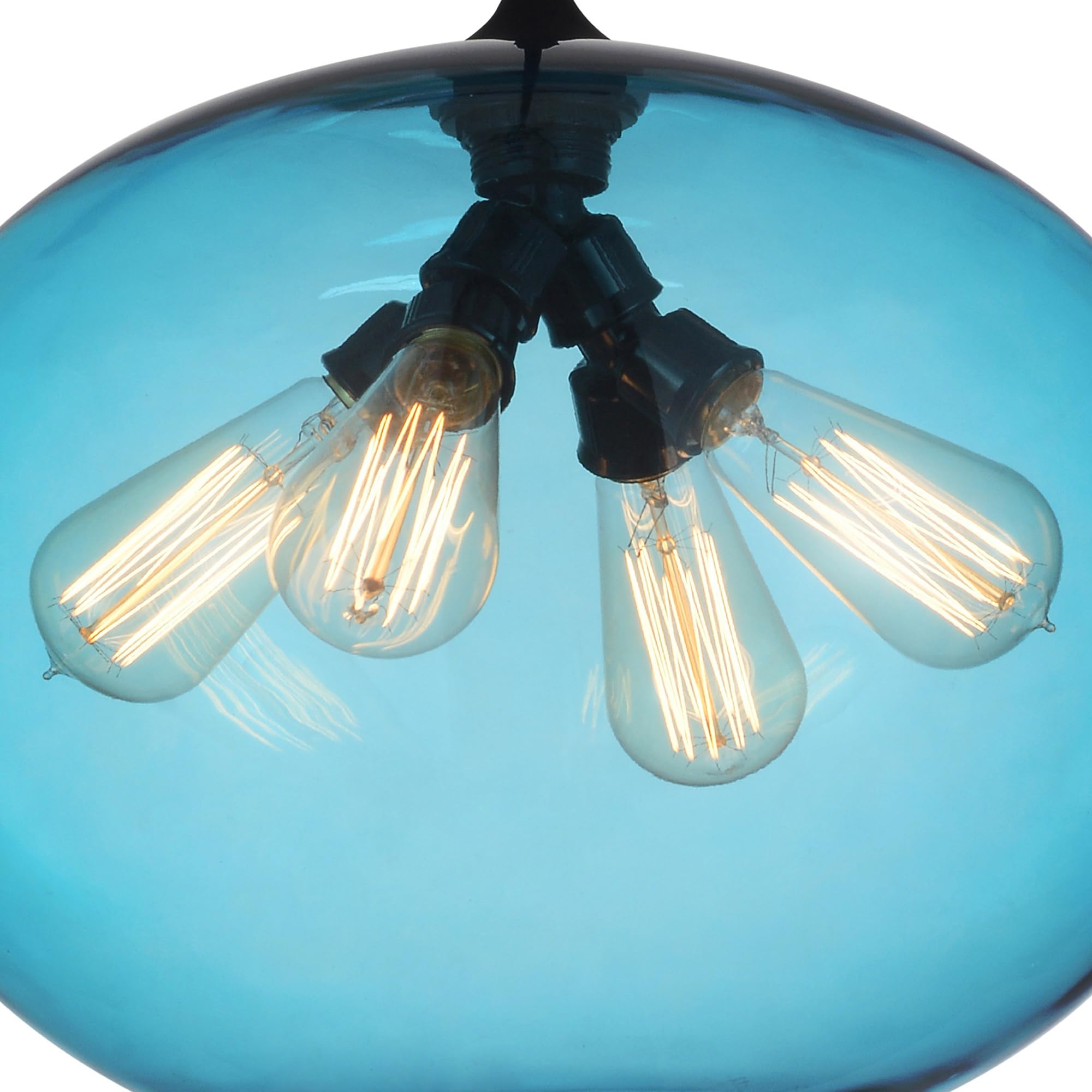 CWI Lighting 4-Light Glass Pendant Chandelier with Blue Finish - Perfect for Kitchen Island, Dining Room, and Modern Home Decor