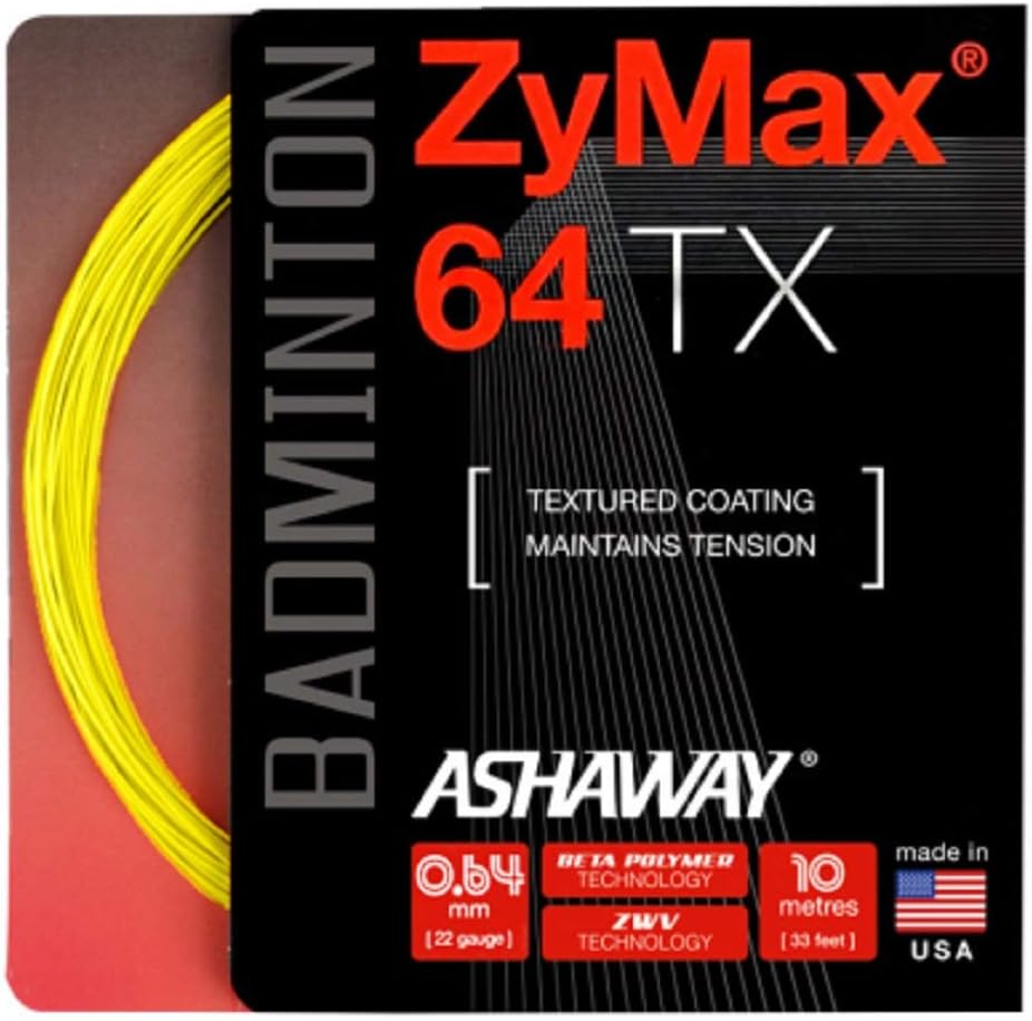 Ashaway Zymax 64 TX Badminton String Set (10m) - High Performance Badminton Racket String for Tournament Play & Training - Perfect for Competitive Players & Club Members