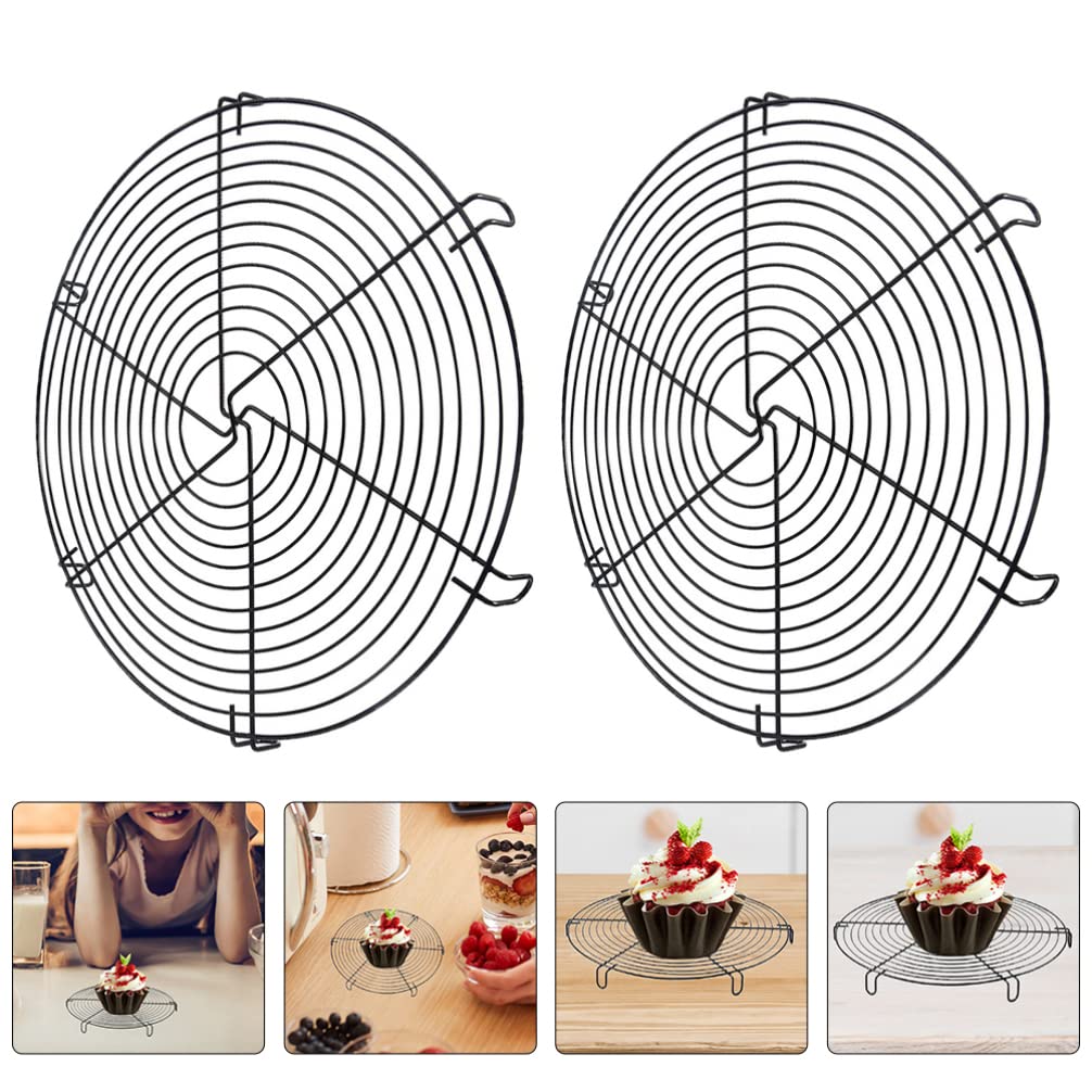 2-Pack Stainless Steel Cake Cooling Racks - 12 Inch Baking Cooling Mesh Rack for Cakes, Cookies & Pastries - Durable Baking Supplies for Home & Professional Bakers - Perfect for Cooling, Decorating & Serving Desserts