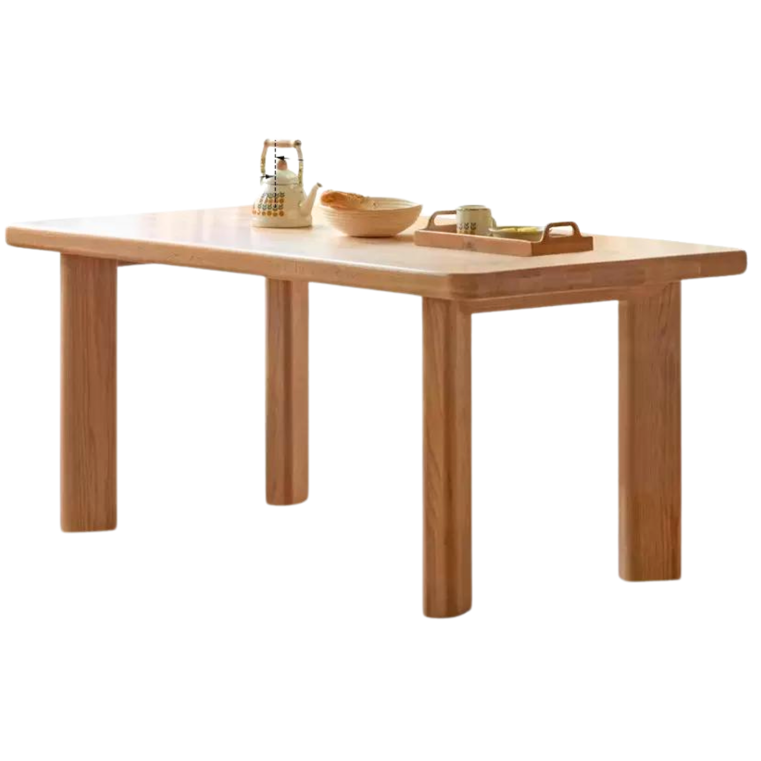 Solid Oak Wood Large Log Style Dining Table - Rustic Farmhouse Dining Room Furniture for Family Gatherings & Dinner Parties