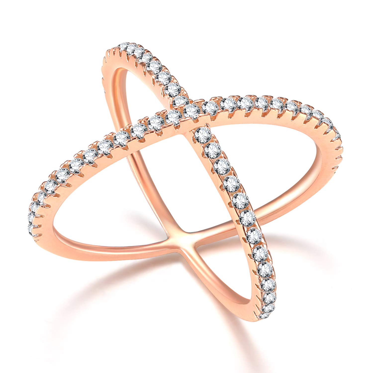 SOMEN Tungsten 925 Sterling Silver Criss Cross Rings with CZ Stones - Eternity Engagement & Wedding Band for Women & Men (Size 3-13) - Perfect for Anniversaries, Proposals, and Everyday Elegant Wear