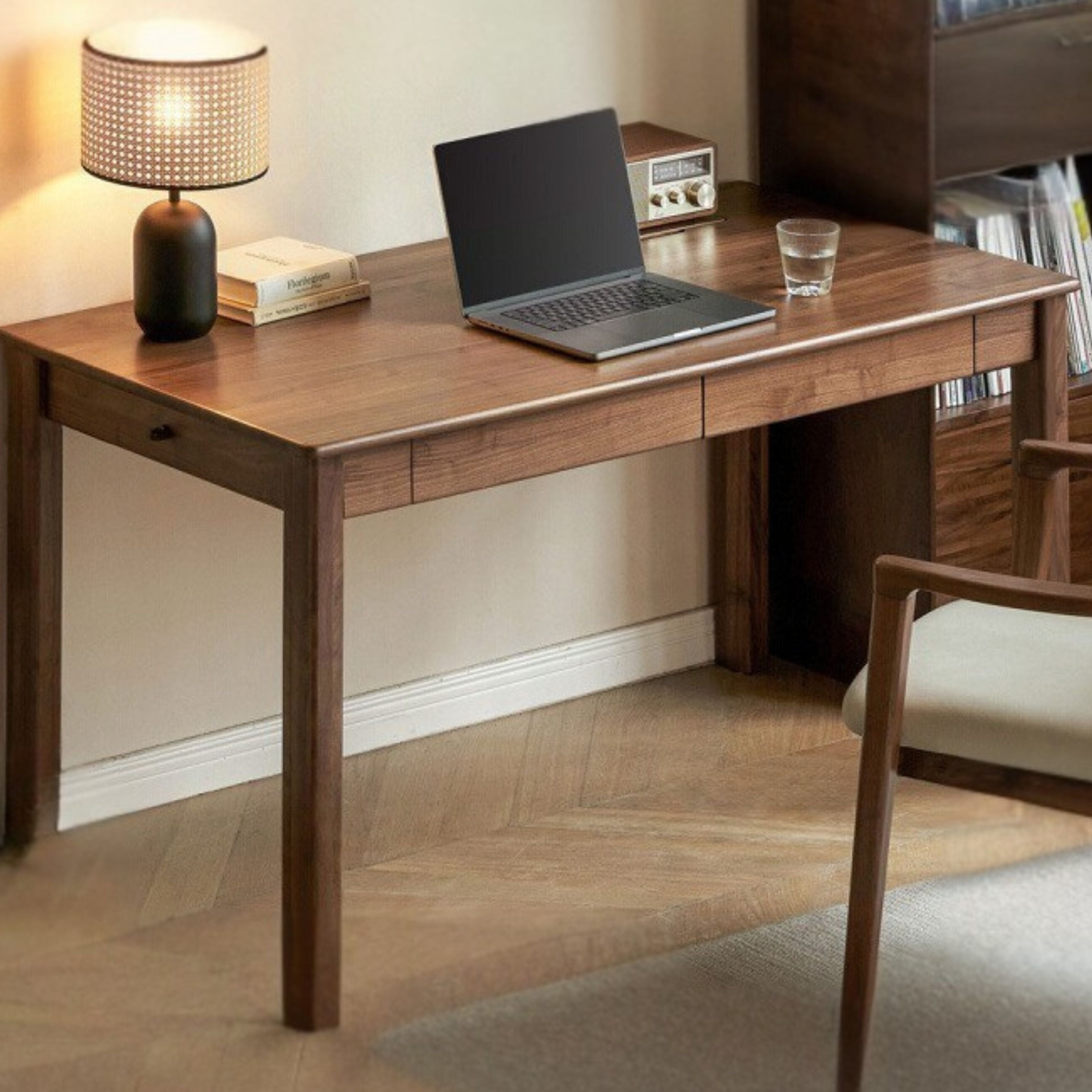 Premium Black Walnut, Ash & Oak Solid Wood Modern Writing Desk - Home Office Furniture for Work & Study | Ergonomic Design for Comfort & Productivity