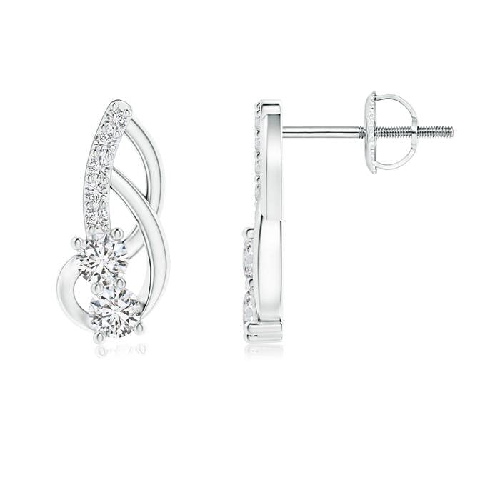 ANGARA Natural Diamond Two Stone Earrings for Women - 14K Solid Gold/Platinum April Birthstone Jewelry | Elegant Gift for Her, Birthday, Wedding, Anniversary | Perfect for Everyday Wear, Date Nights & Special Occasions