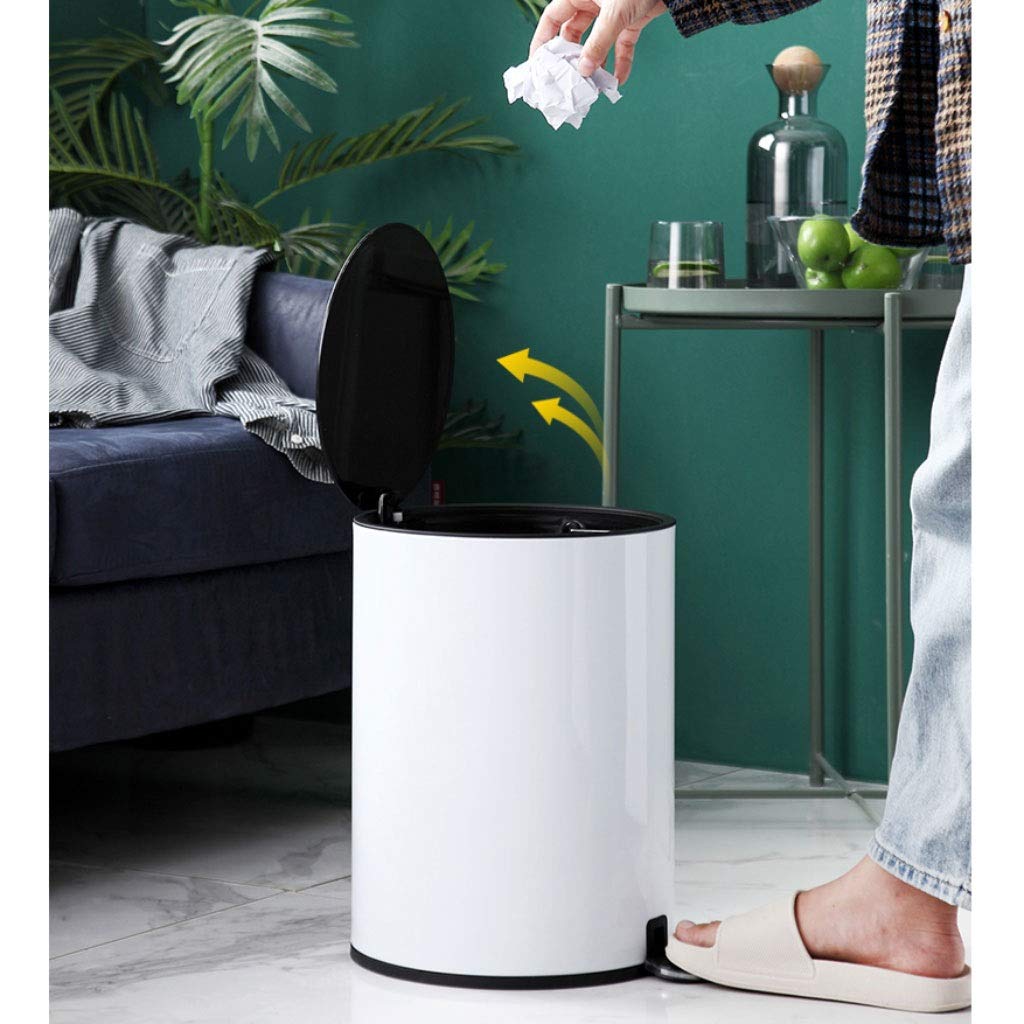 Stainless Steel Foot Pedal Trash Can with Lid - 8L Blue Kitchen & Bathroom Garbage Bin for Office, Living Room & Household Use | Hands-Free Waste Basket for Hygiene & Convenience