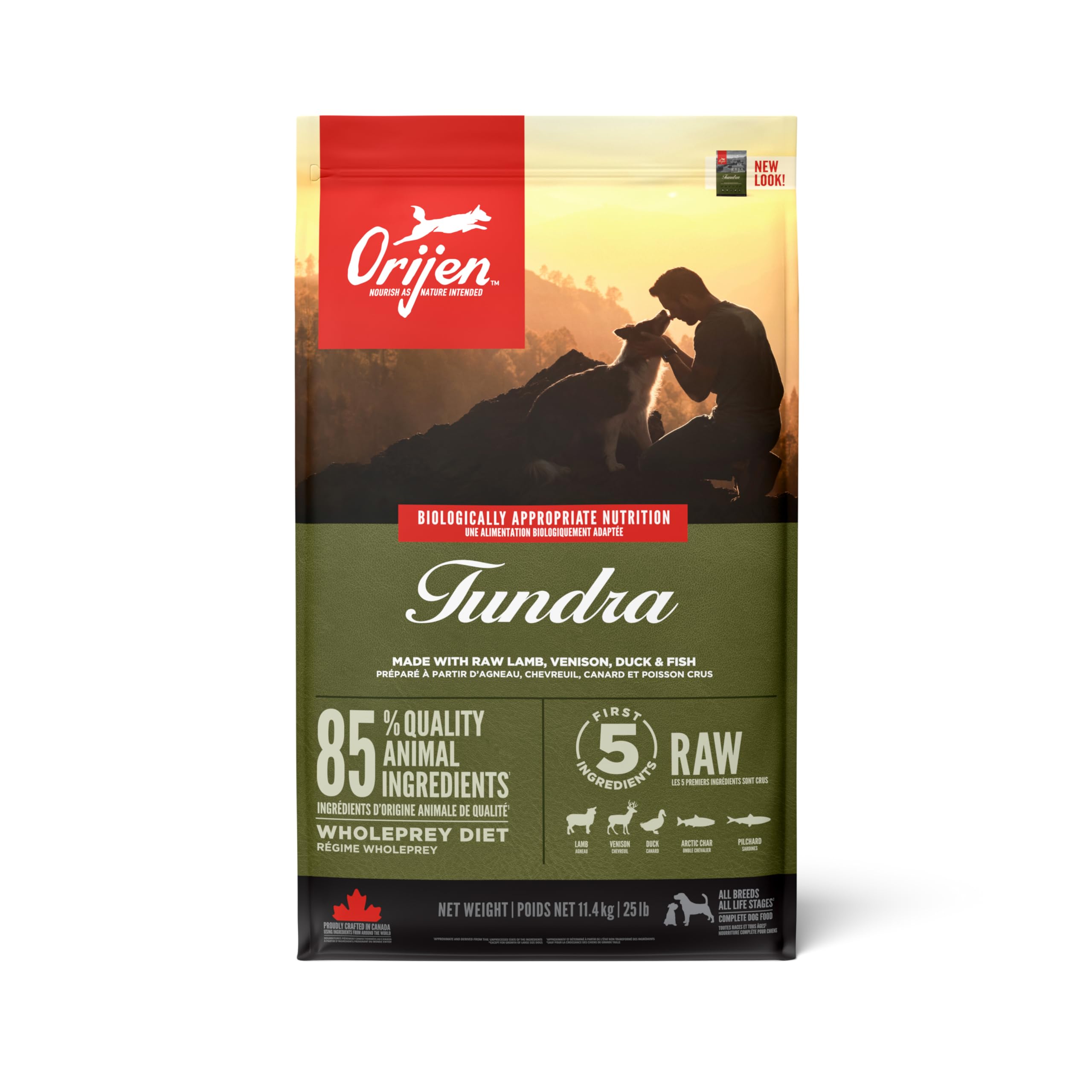 Orijen Tundra Dry Dog Food - Biologically Appropriate Premium Grain-Free Kibble for Large Breed Dogs, 25 lbs - Ideal for Active Dogs & Outdoor Adventures