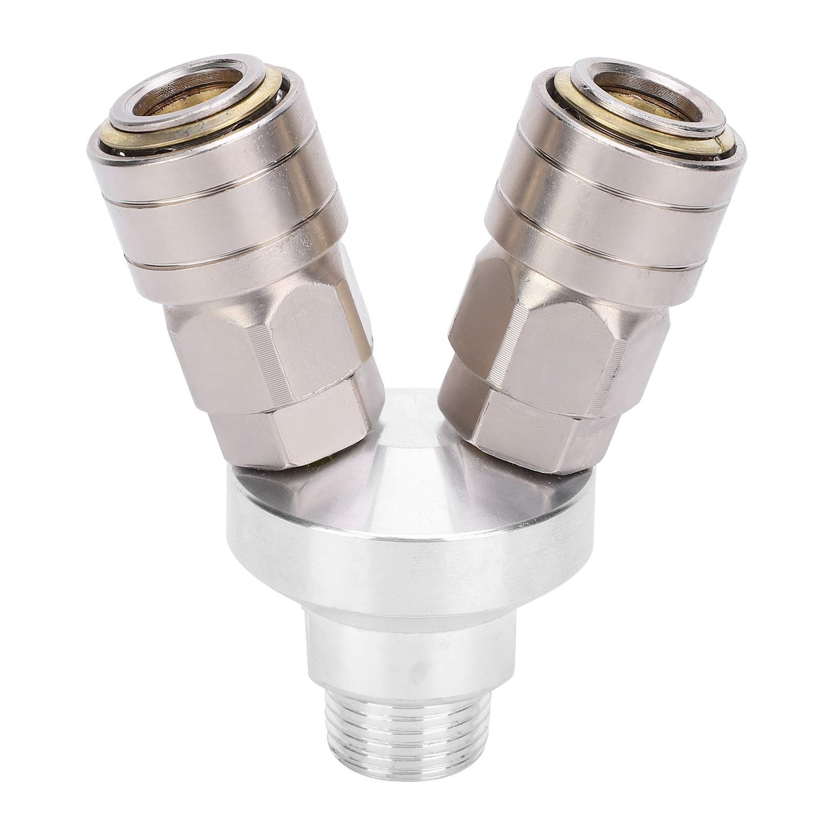 2-Way Self-Locking Pneumatic Air Hose Connector G1/2in SMV - Round Quick Connect Fitting for Air Compressor, Grinder & Pneumatic Tools - Ideal for Workshop, Garage & Industrial Pipe Connections