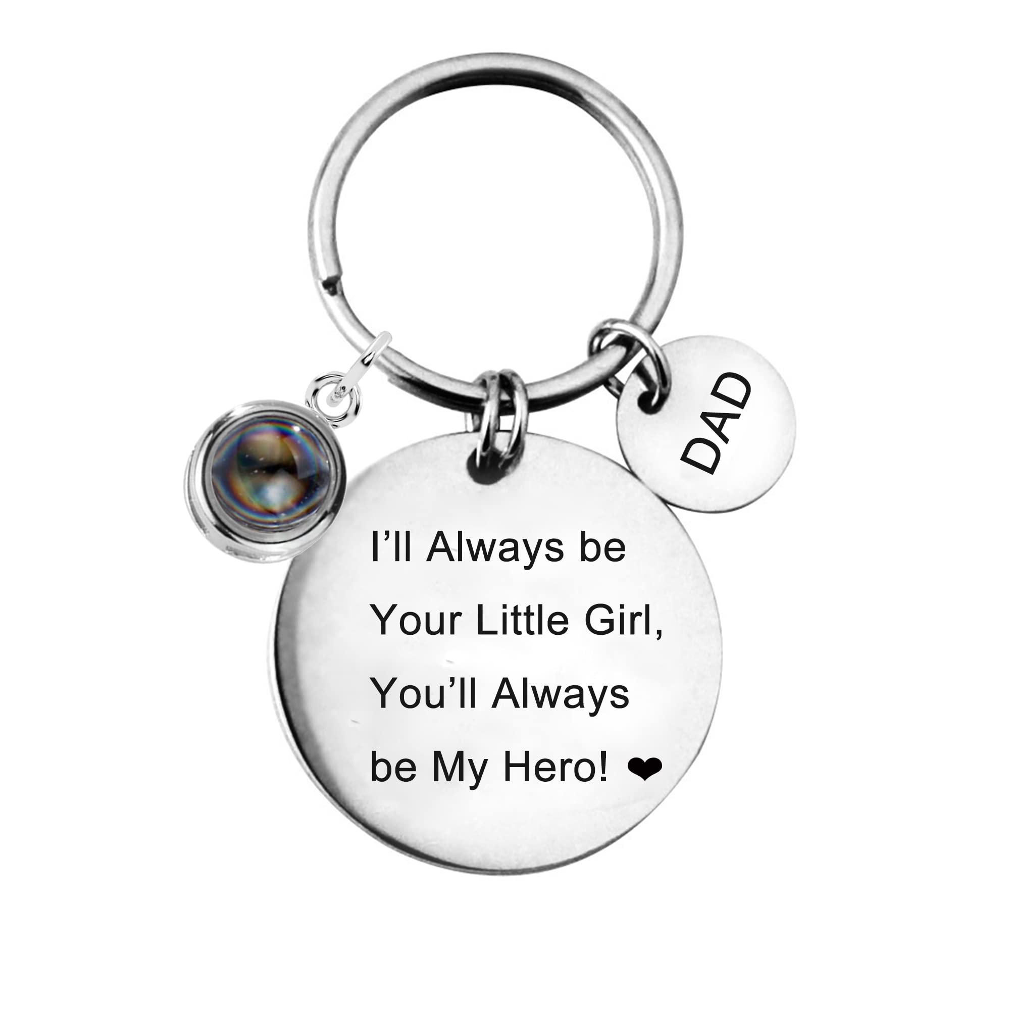 Custom Photo Projection Keychain - Personalized Stainless Steel Keychain for Dad - Unique Father's Day Gift from Daughter - Perfect for Birthdays, Anniversaries & Special Occasions