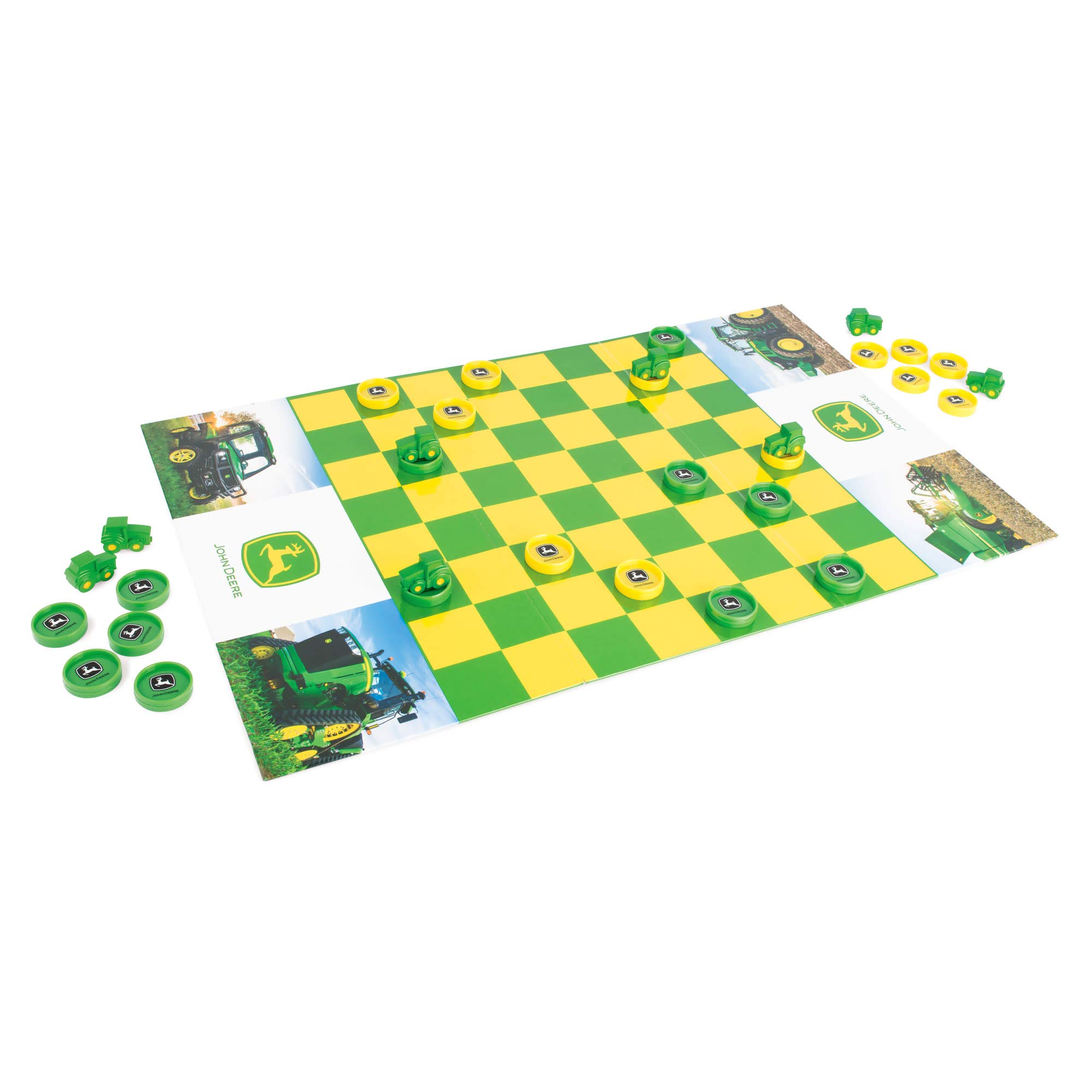 John Deere Checkers Game - Farm-Themed Board & Tractor Kings for Kids 6+ - Fun Family Strategy Game for Indoor Play