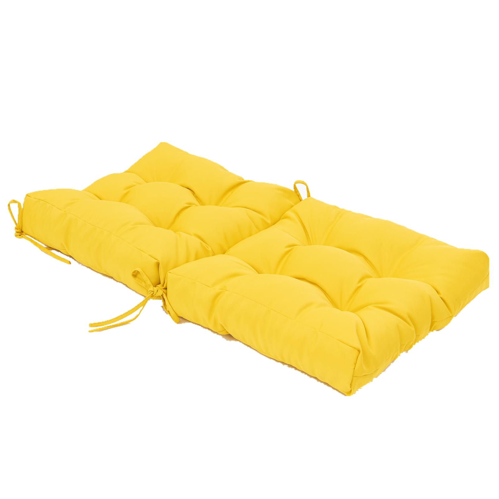 QILLOWAY Outdoor Seat & Back Chair Cushion Set of 2 - Tufted Pillow Covers for Patio Furniture, Spring Summer Seasonal Replacement (Yellow) | Perfect for Garden, Poolside & Deck Chairs
