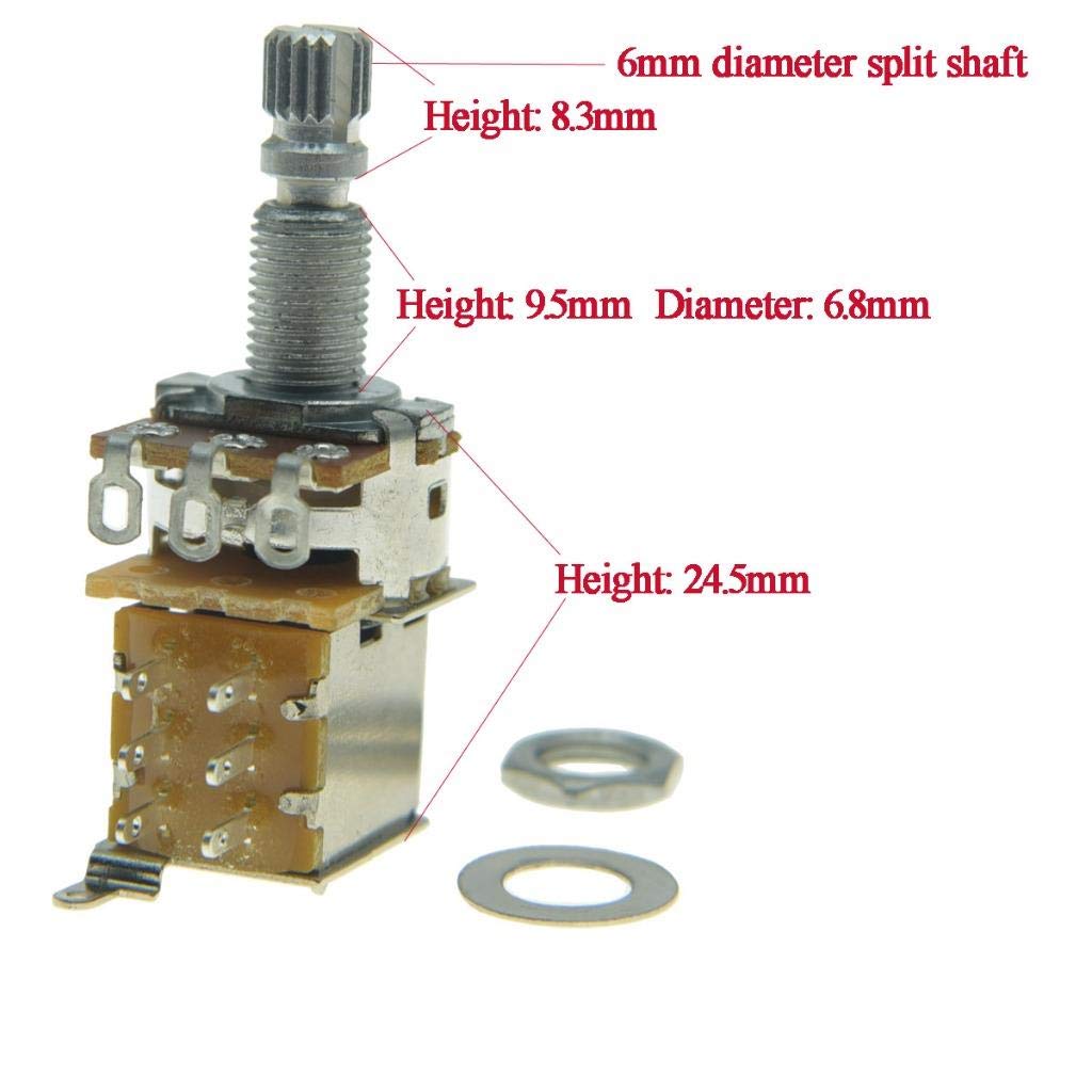 B500K Linear Taper Guitar Potentiometer - Push Push Pot for Guitar & Bass (No Pull Design) - Perfect for Volume/Tone Control Mods & DIY Guitar Upgrades