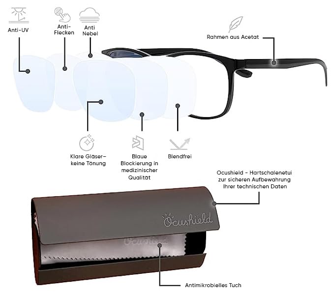 Ocushield Blue Light Blocking Glasses for Adults & Kids - Reduce Eye Strain from Digital Devices | Anti-Glare Computer Glasses | Perfect for Gaming, Office Work & Online Classes | Designed by Optometrists