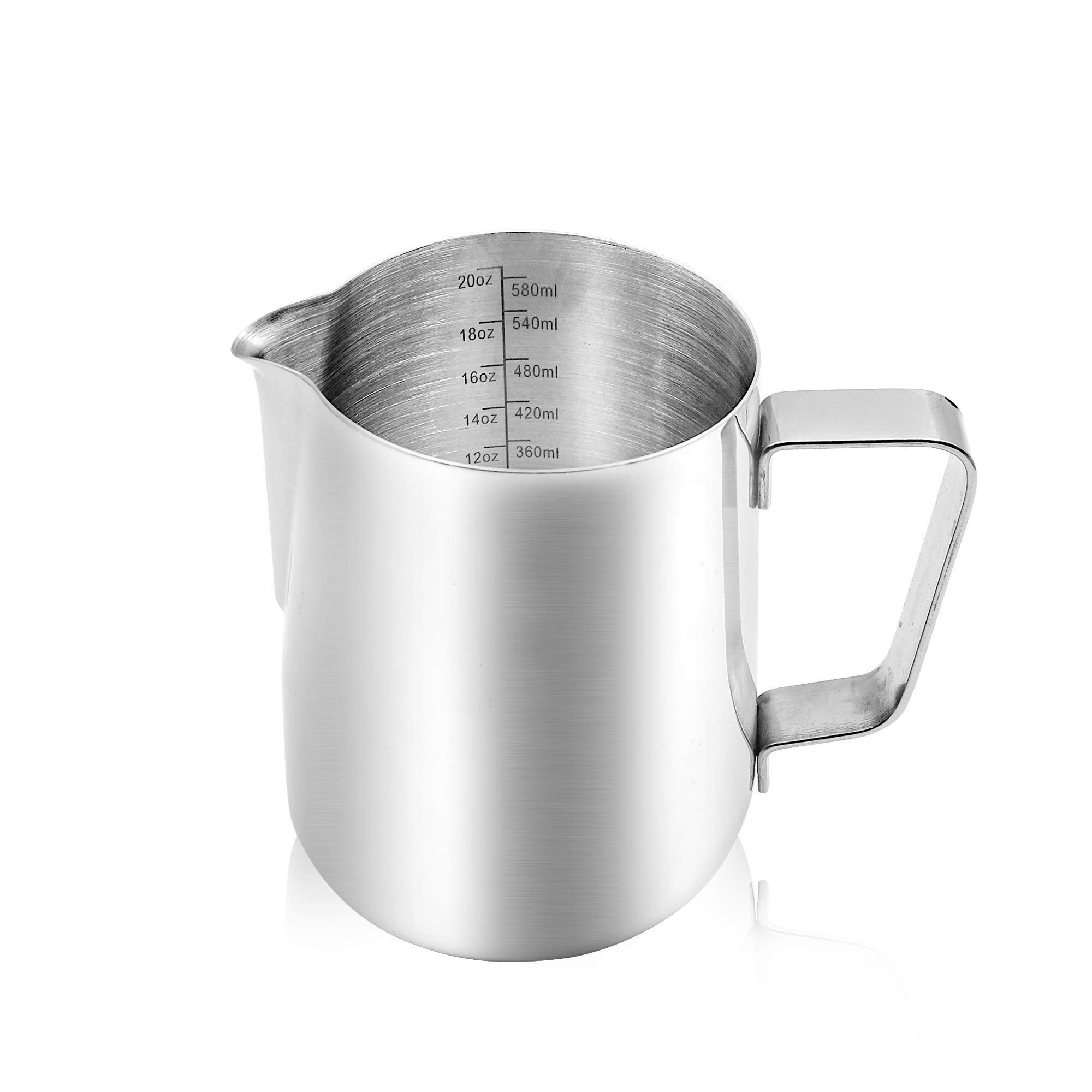 20 oz (600ml) 304 Stainless Steel Milk Frothing Pitcher for Espresso Machines - Professional Barista Steaming Jug for Latte, Cappuccino & Hot Chocolate Making at Home or Coffee Shops