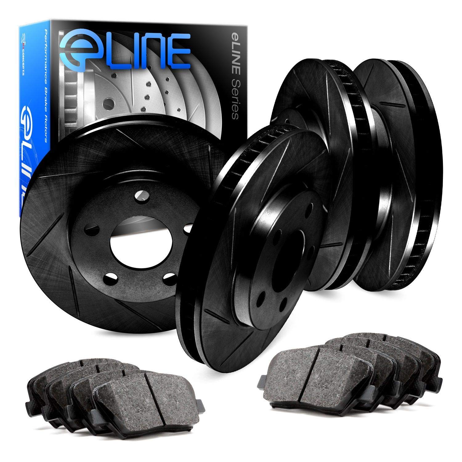 R1 Concepts Front & Rear Brake Pads and Rotors Kit - Semi-Metallic Brake System for Cars, Trucks & SUVs - CBS.35105.03 | Perfect for Daily Commuting & Highway Driving
