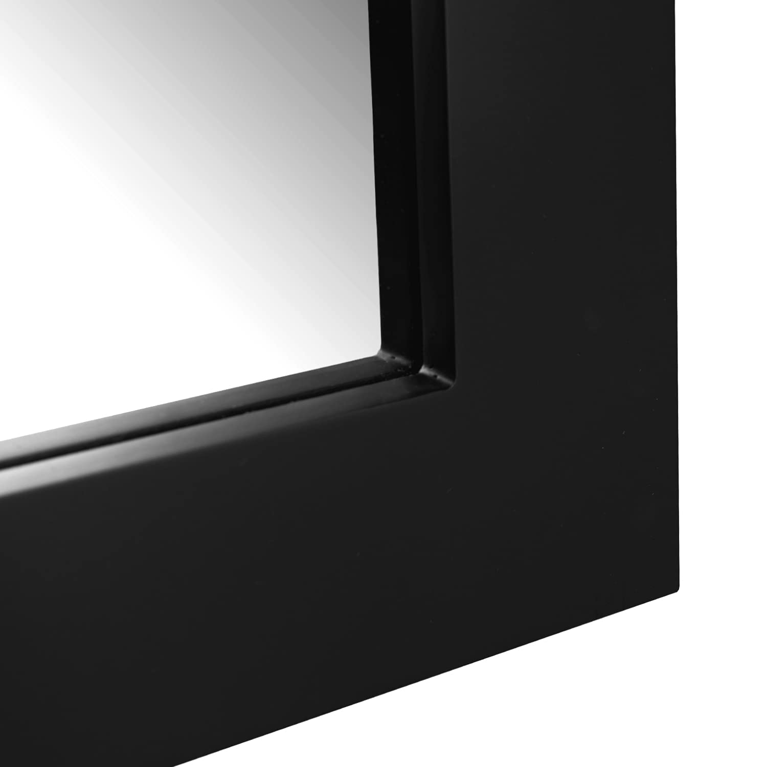 Farmhouse Wood Framed Wall Mirror - Rustic Barn Door Style Black Mirror 22x28 Inches - Perfect for Entryway, Living Room & Bedroom Decor