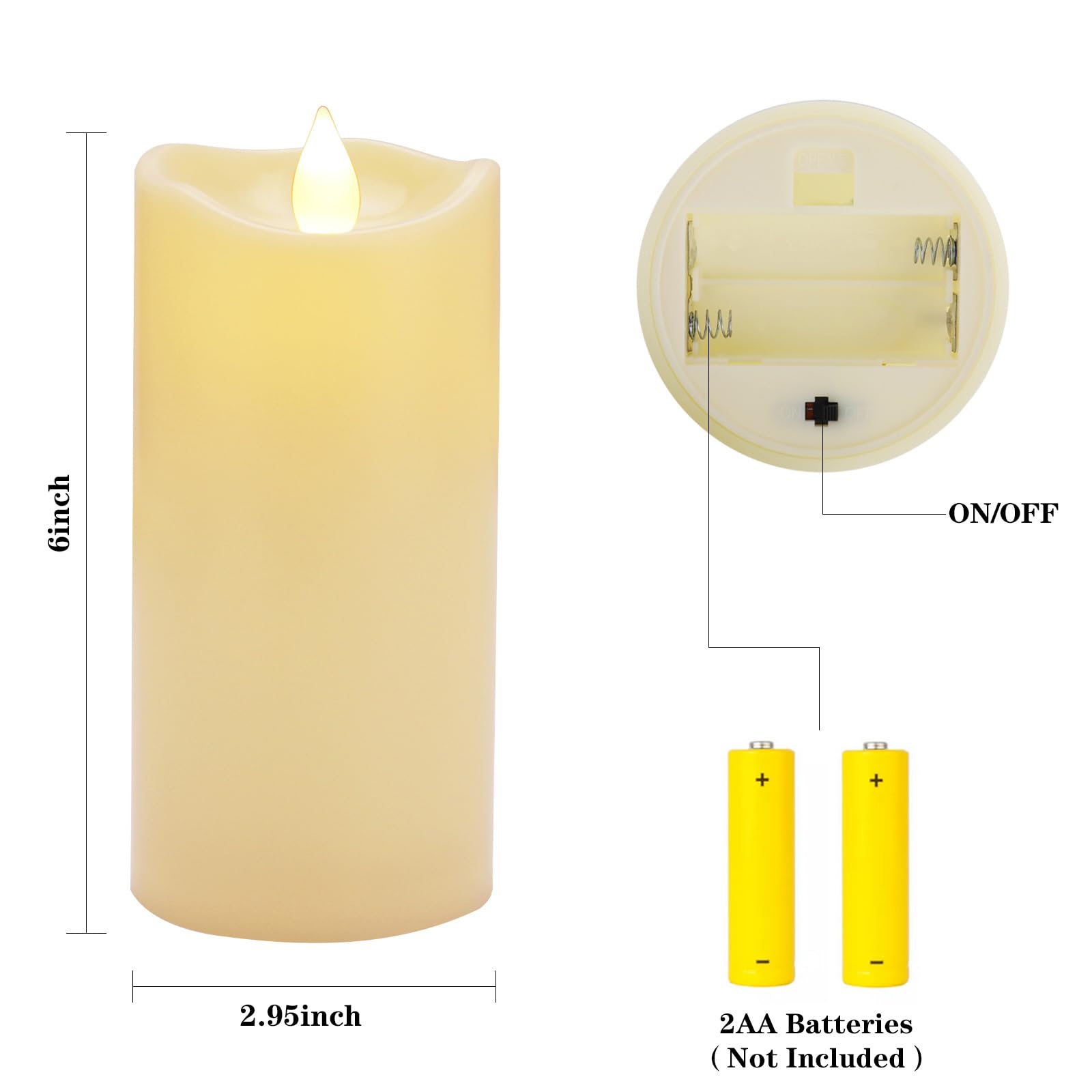 Aignis Flameless LED Candles with Remote & Timer - Set of 2 Realistic Wax-Like Pillar Candles (2.95