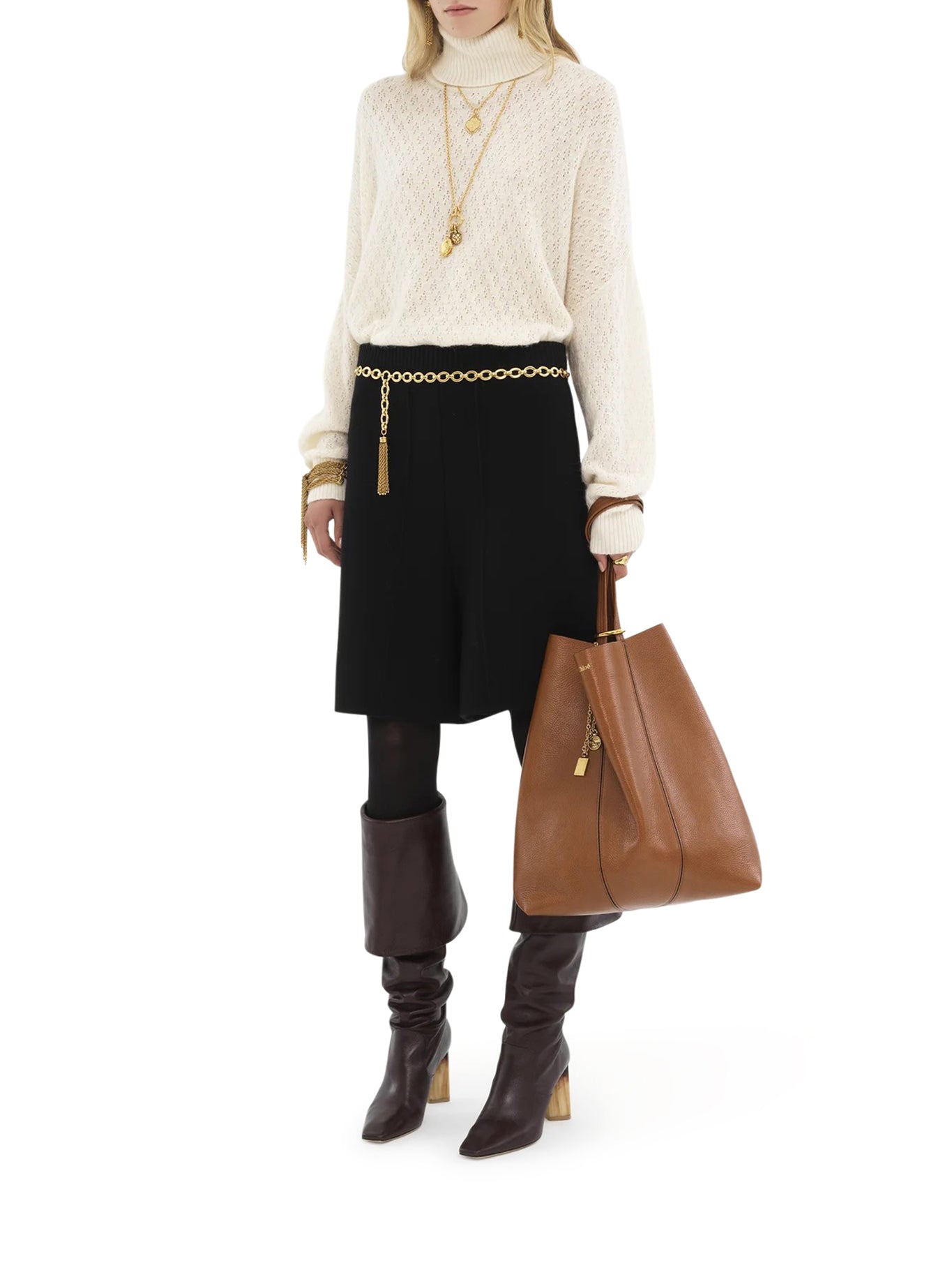 Chloé Spin Large Grain Leather Tote Bag for Women - Stylish & Spacious Handbag for Work, Travel & Everyday Use